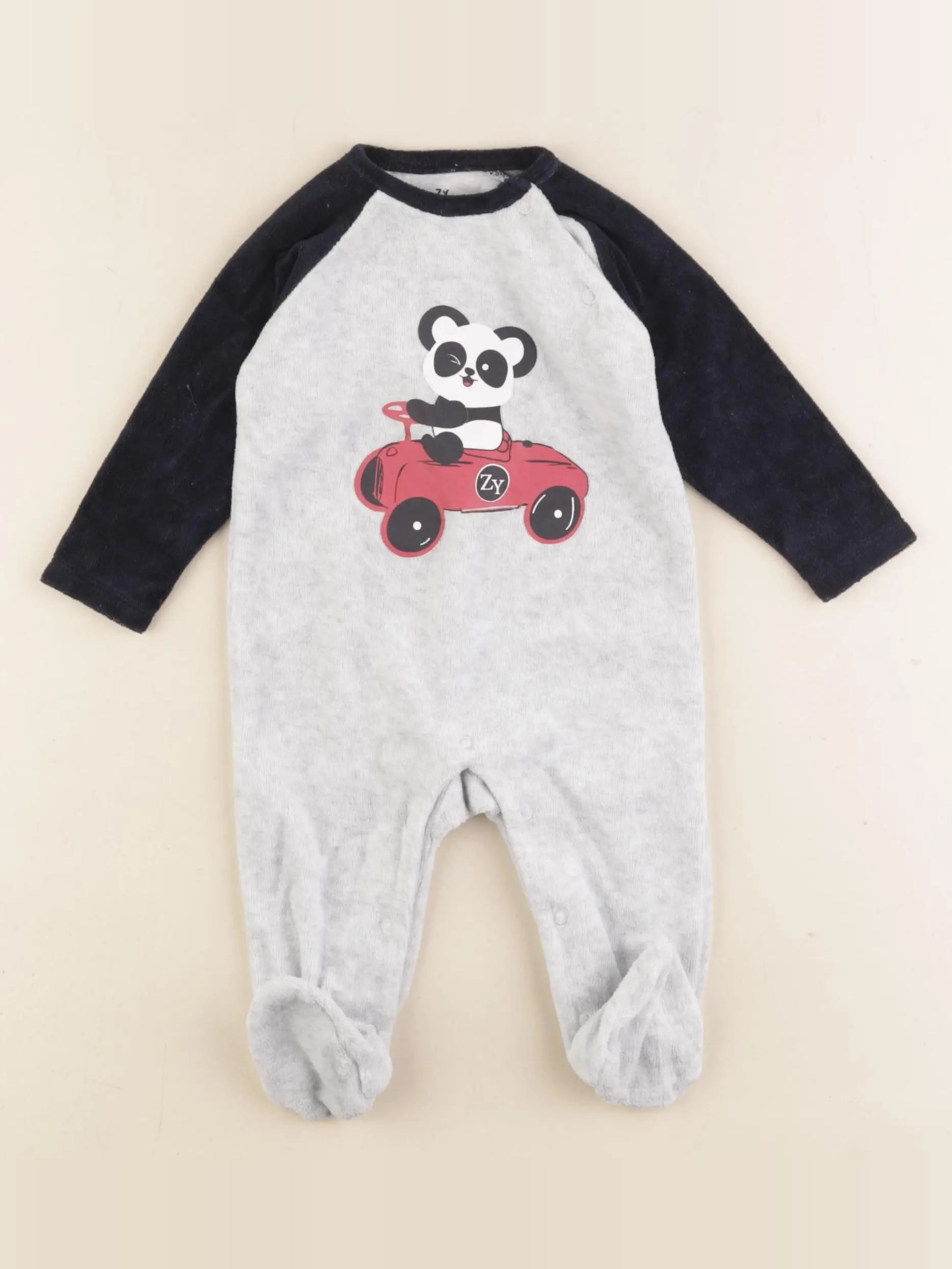 Zippy - pyjama velours gris - 3/6 mois