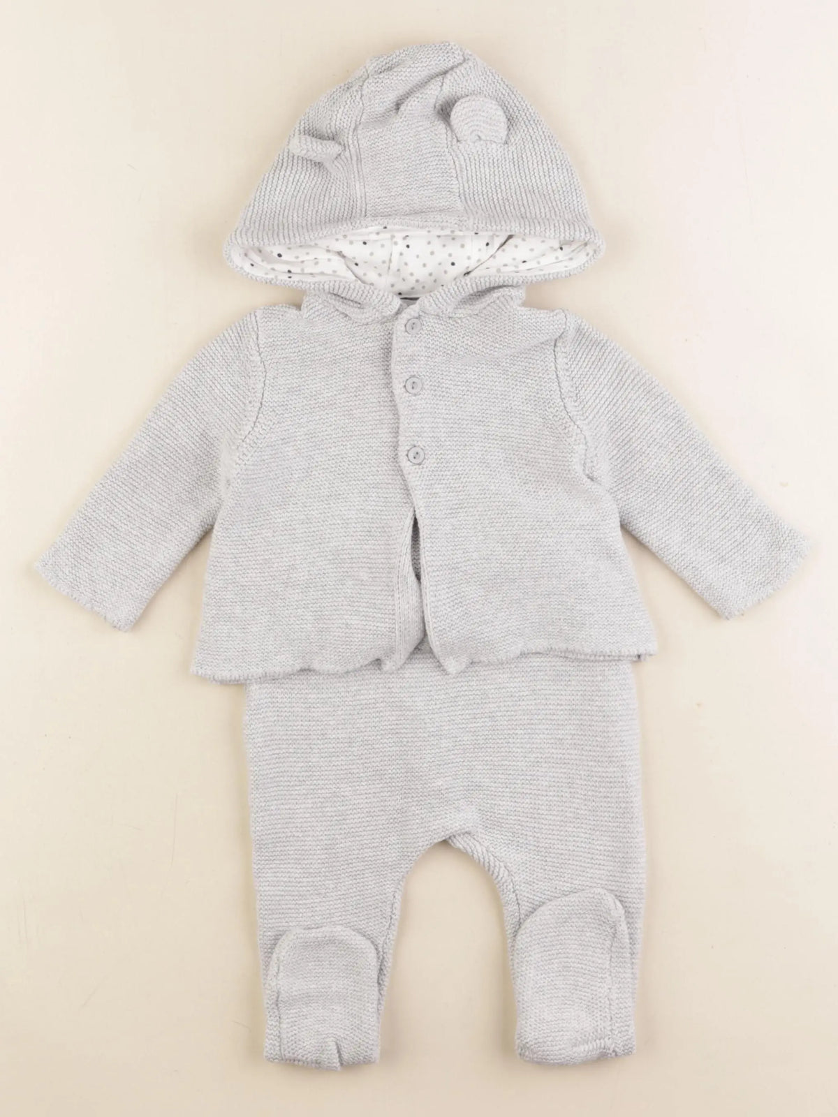 Vertbaudet - ensemble gris - 6 mois