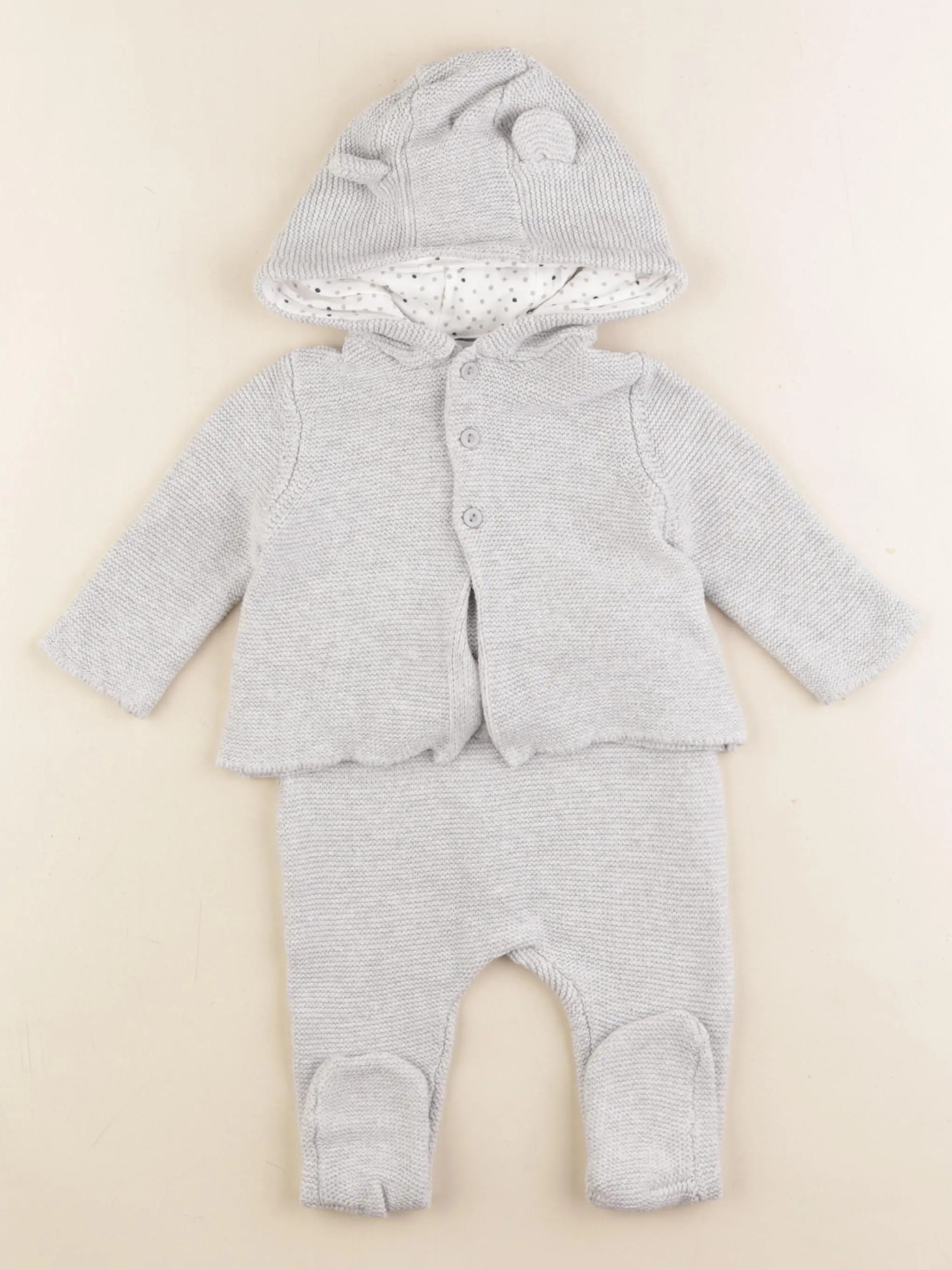 Vertbaudet - ensemble gris - 6 mois