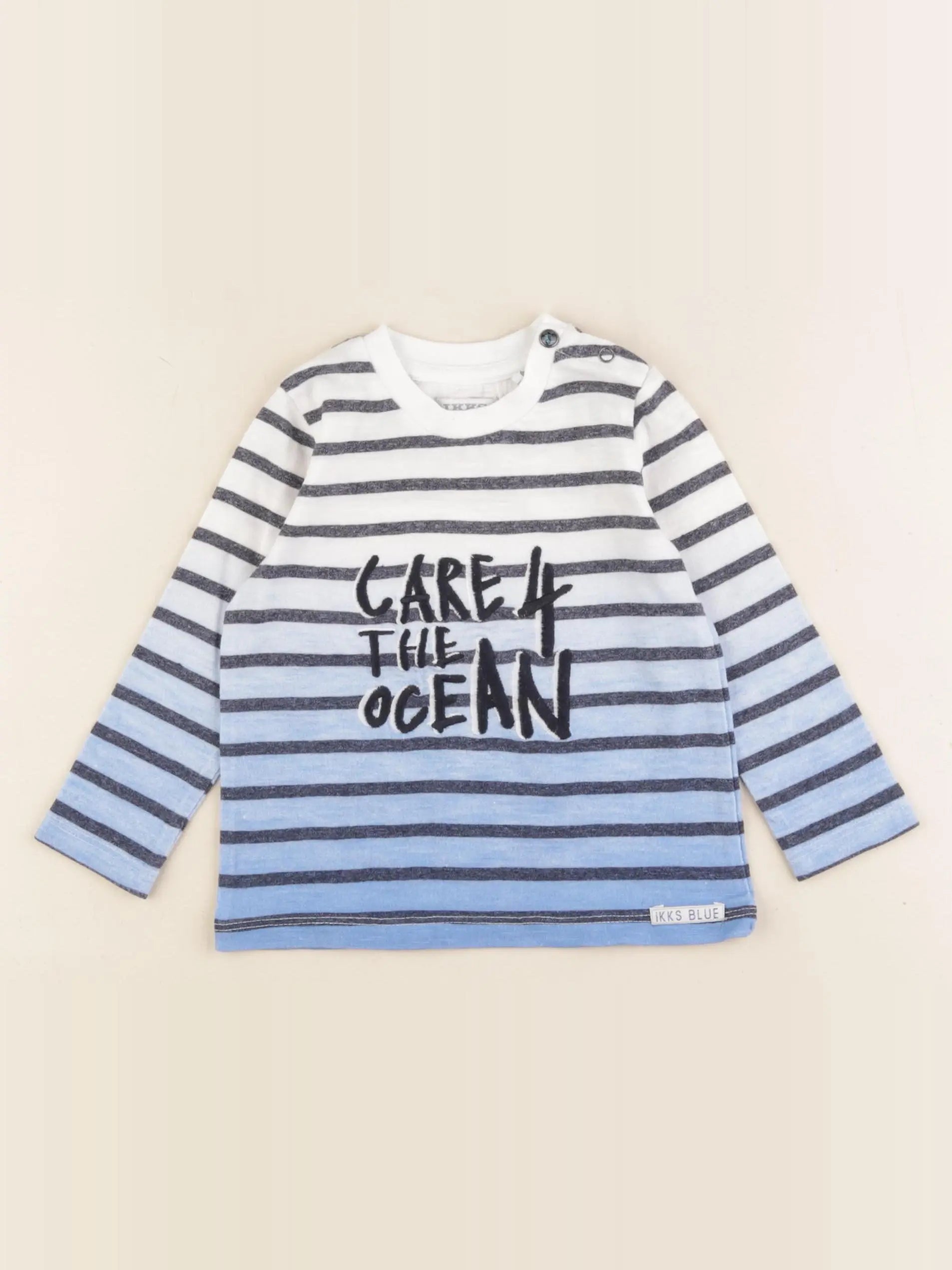 IKKS - tee-shirt blanc, bleu - 12 mois