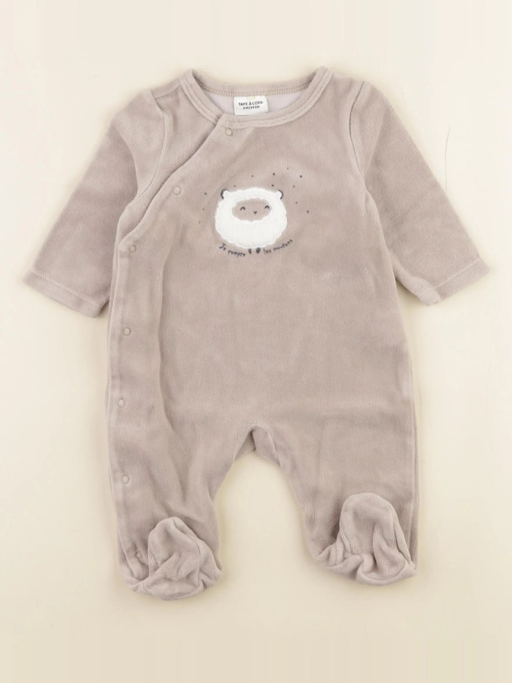 Tape à l'oeil - pyjama velours beige - 3 mois