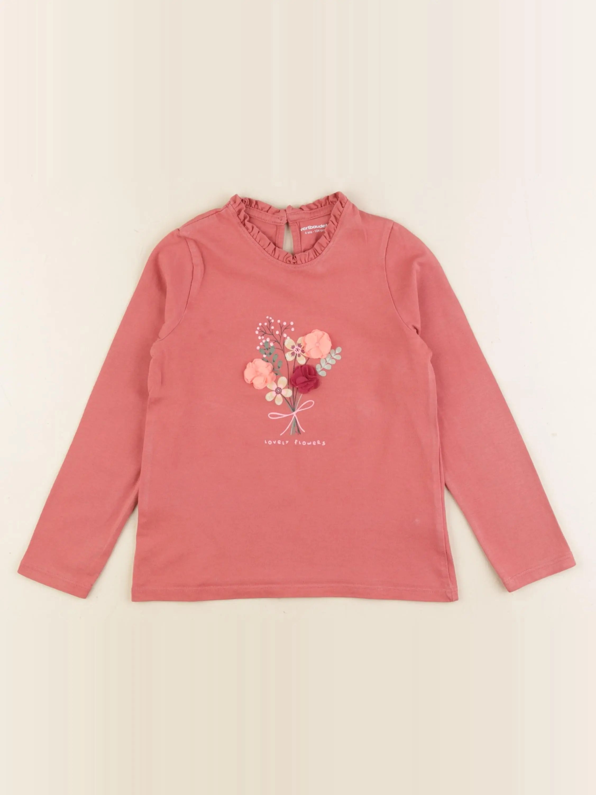 Vertbaudet - tee-shirt rose - 4 ans