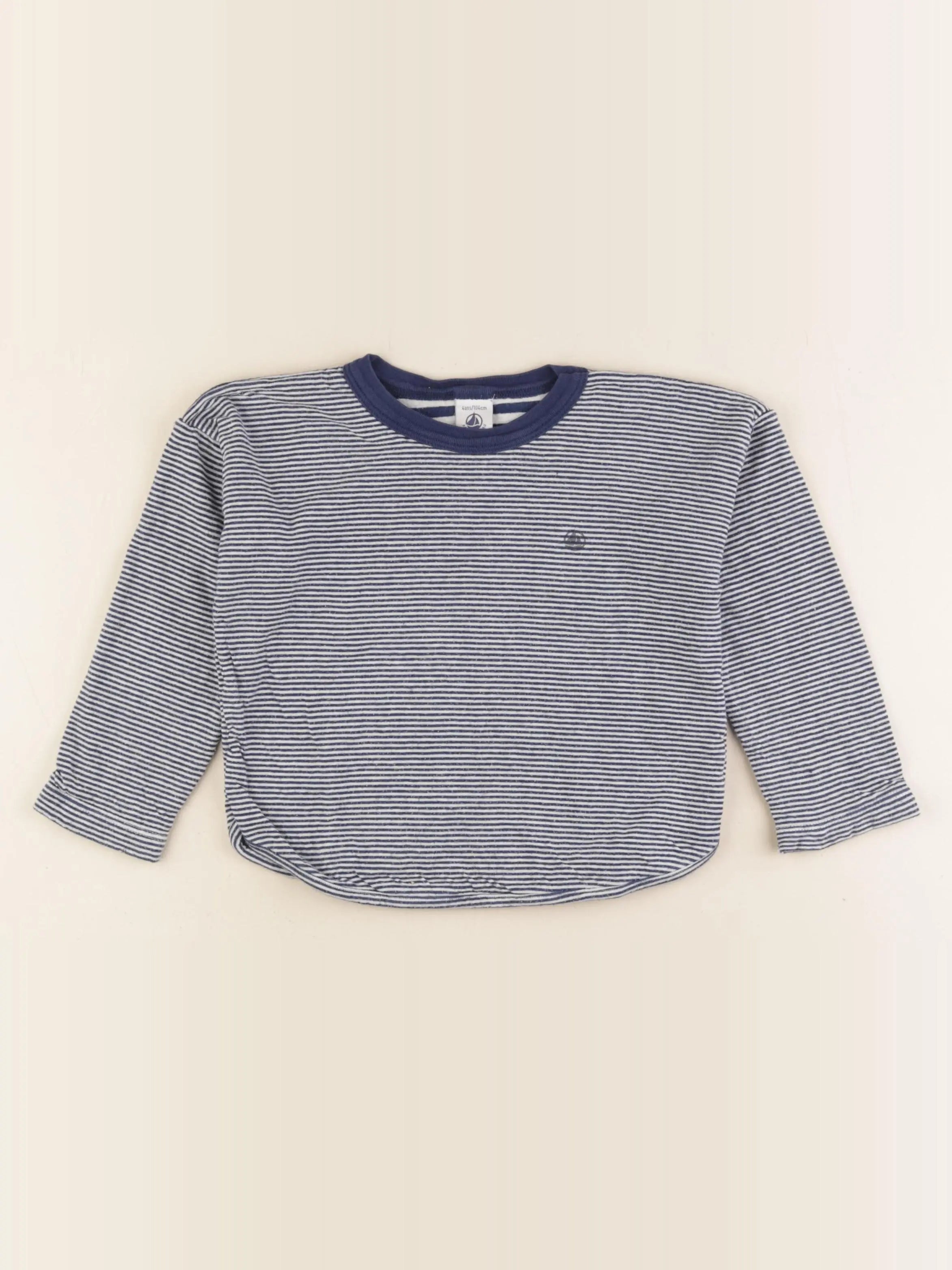 Petit Bateau - tee-shirt blanc, bleu - 4 ans