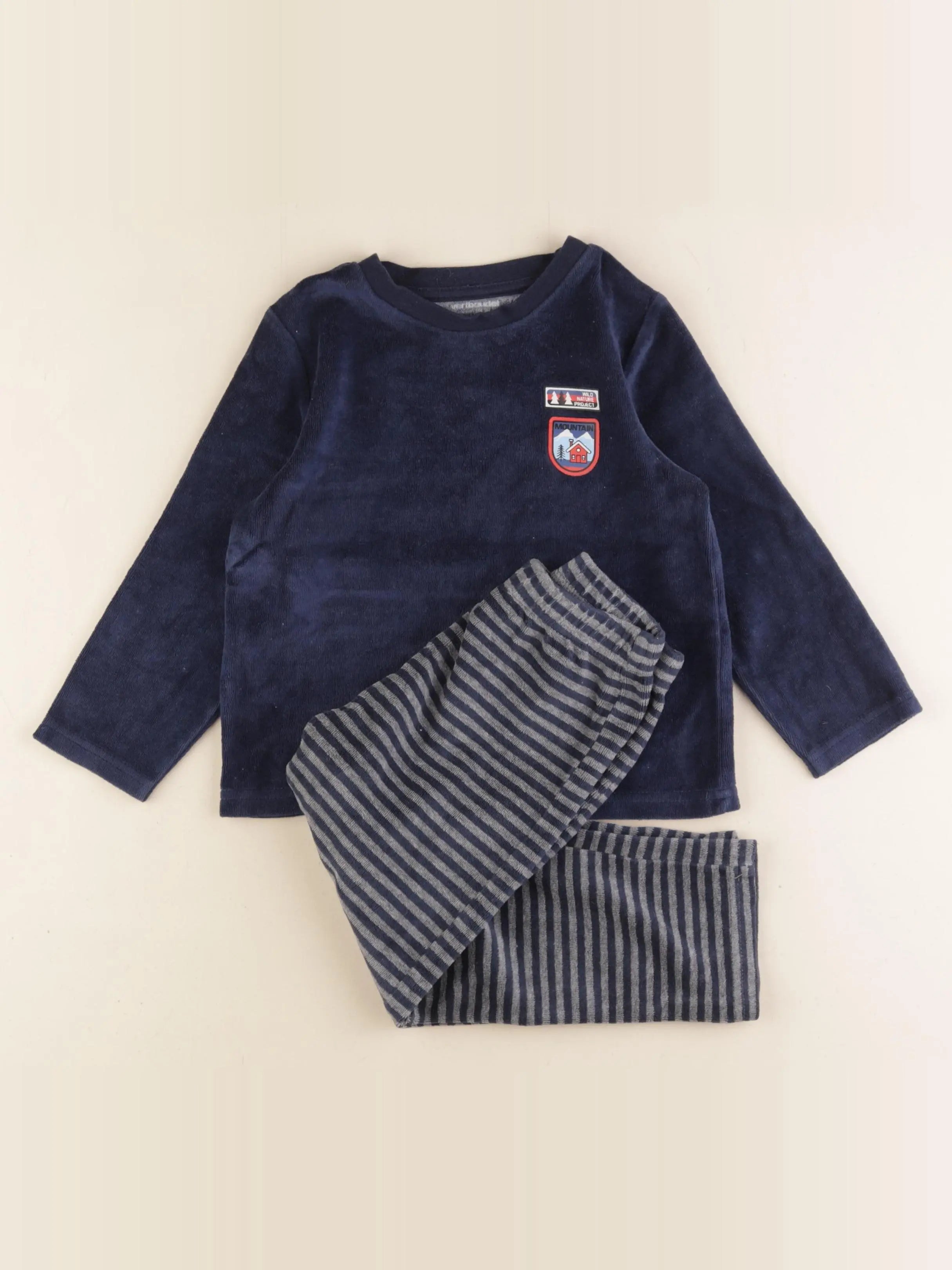 Vertbaudet - pyjama velours bleu - 4 ans
