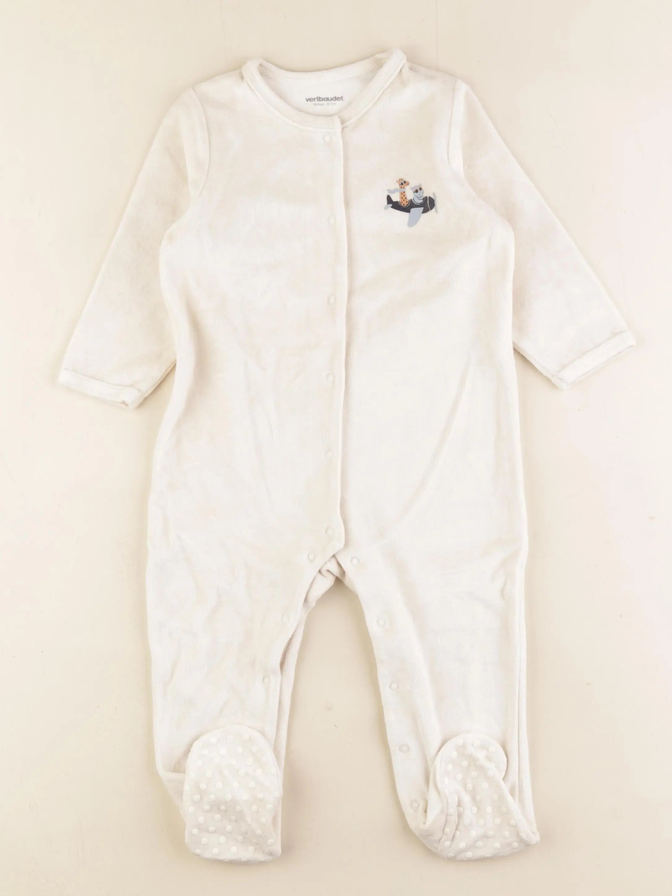 Vertbaudet - pyjama velours blanc - 18 mois