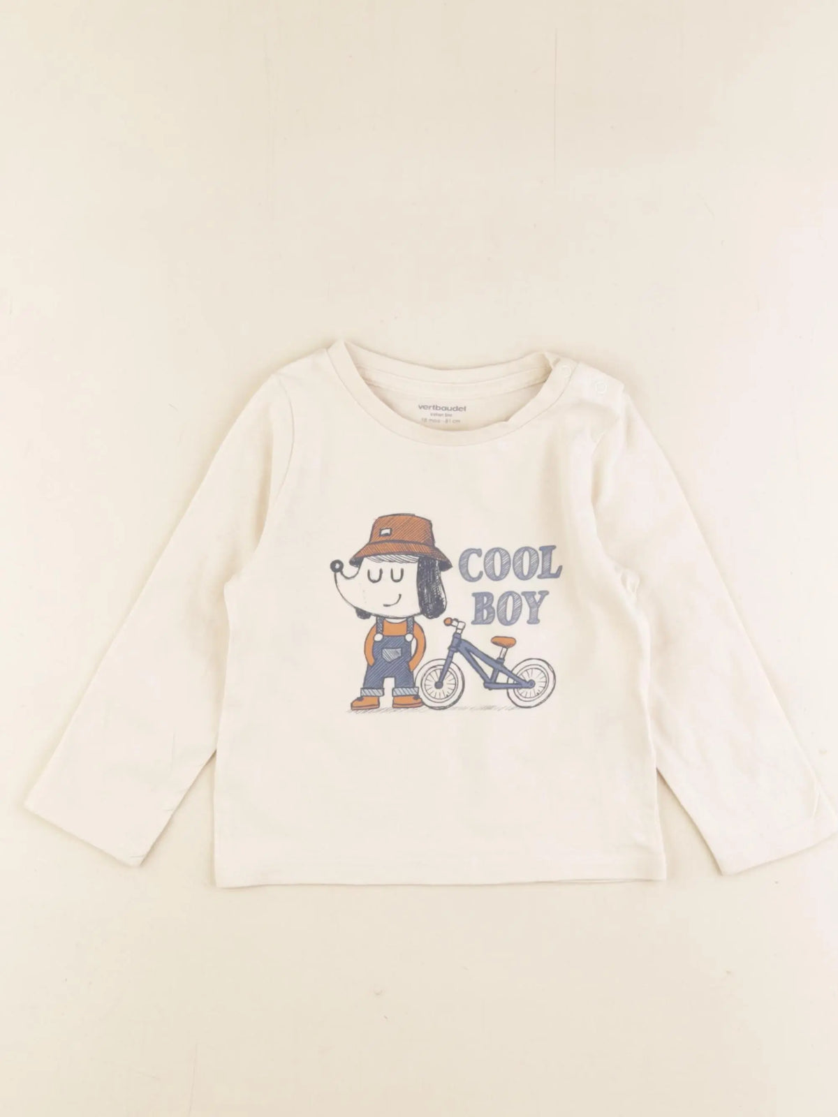 Vertbaudet - tee-shirt beige - 18 mois