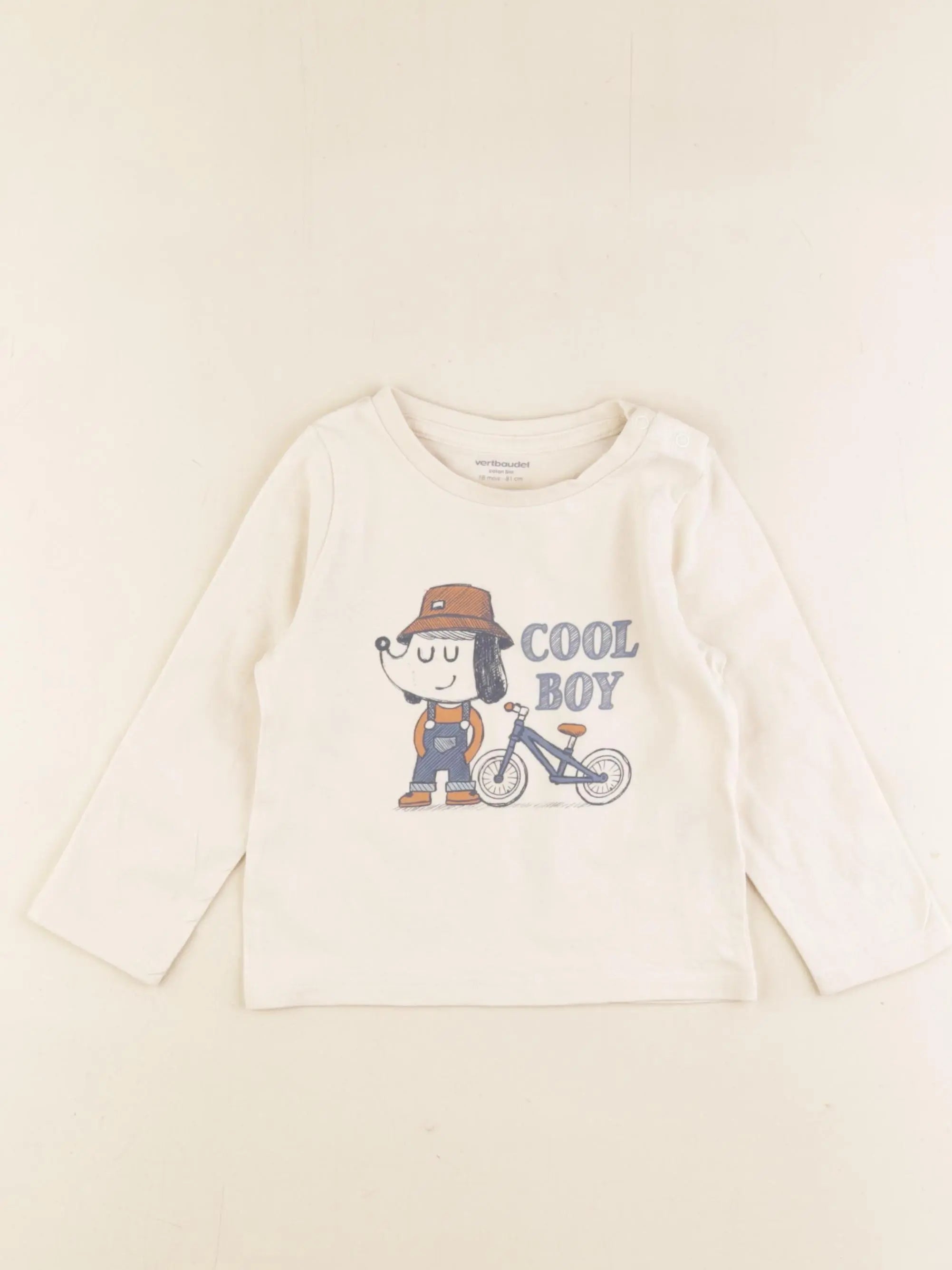 Vertbaudet - tee-shirt beige - 18 mois
