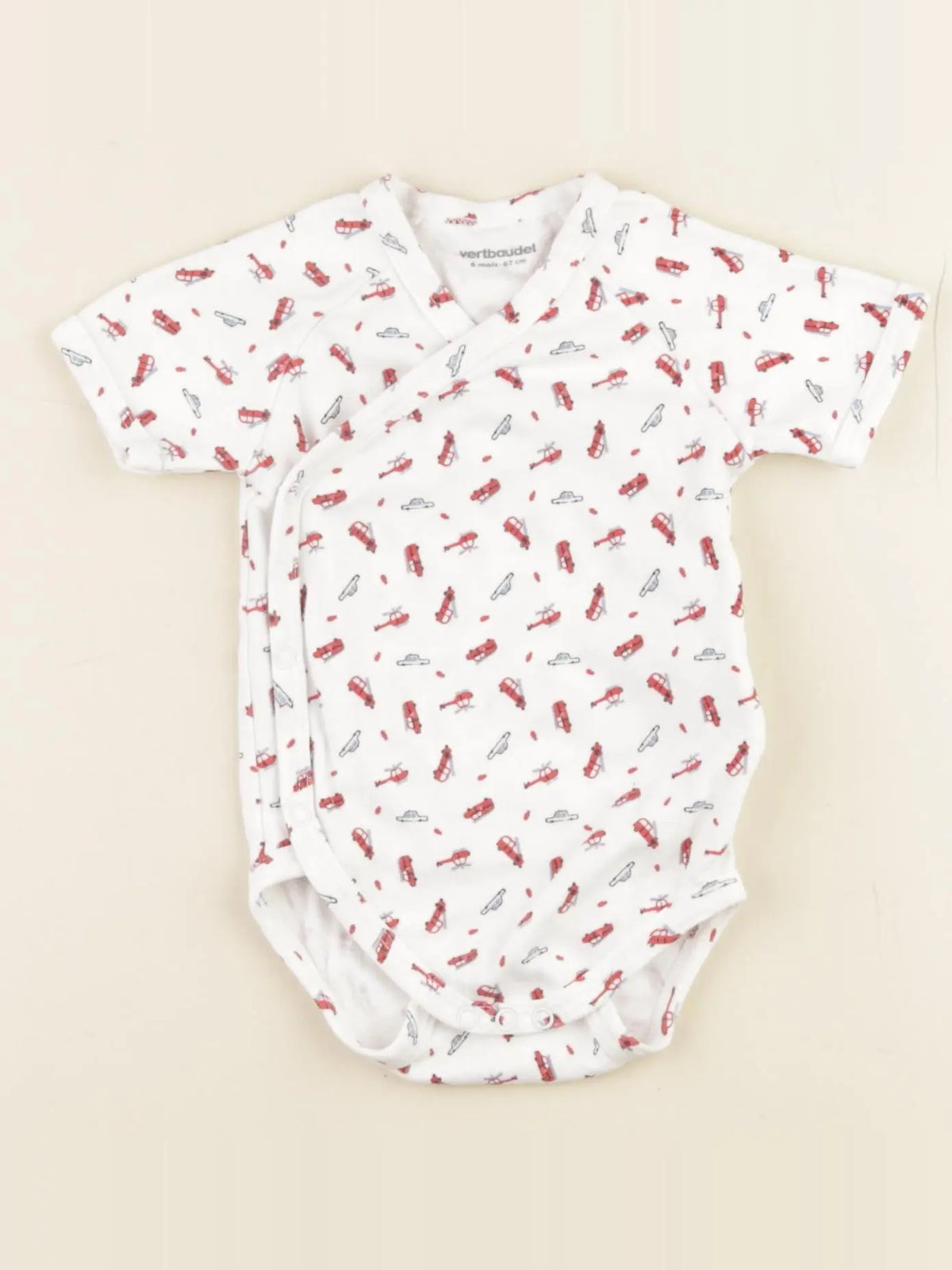 Vertbaudet - body blanc, rouge - 6 mois