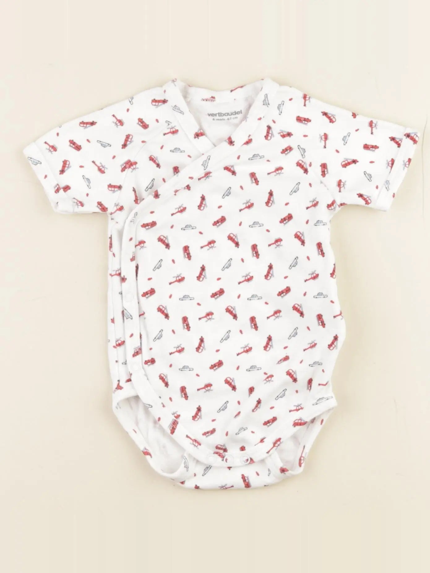 Vertbaudet - body blanc, rouge - 6 mois