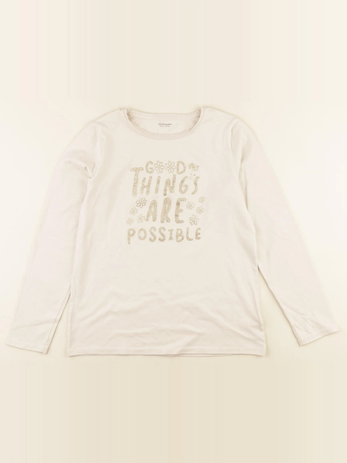 Vertbaudet - tee-shirt beige - 12 ans