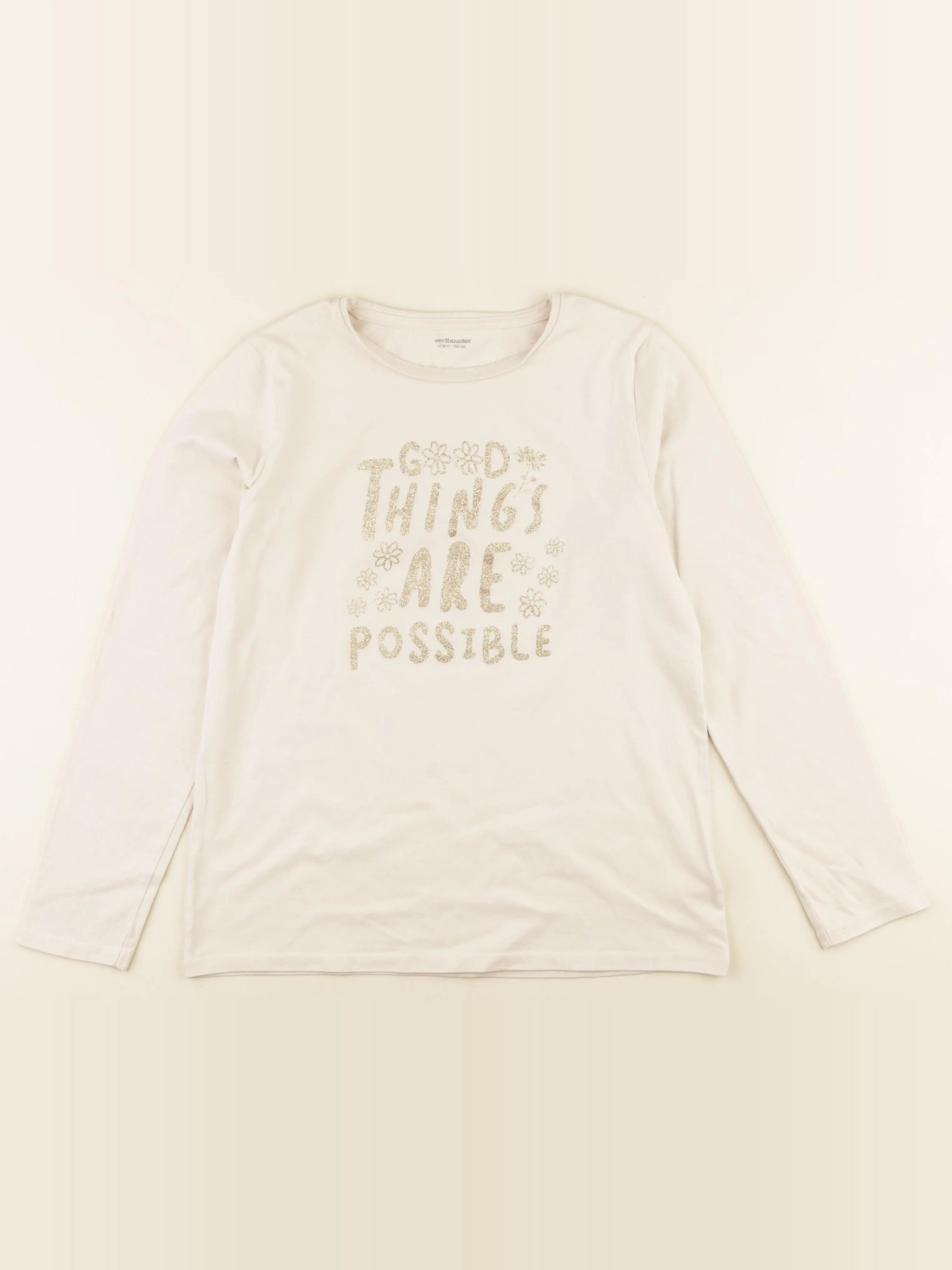 Vertbaudet - tee-shirt beige - 12 ans