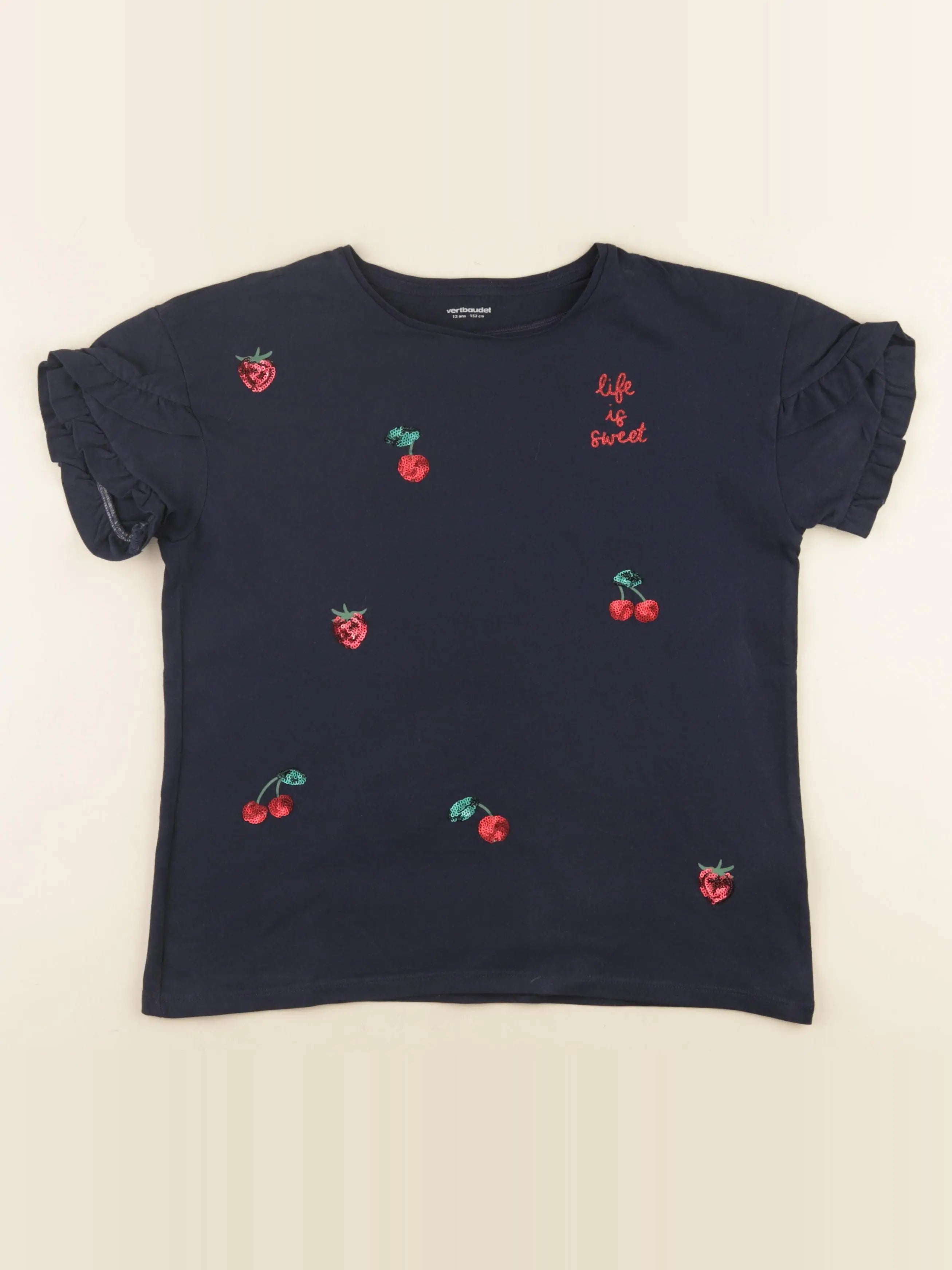 Vertbaudet - tee-shirt bleu - 12 ans