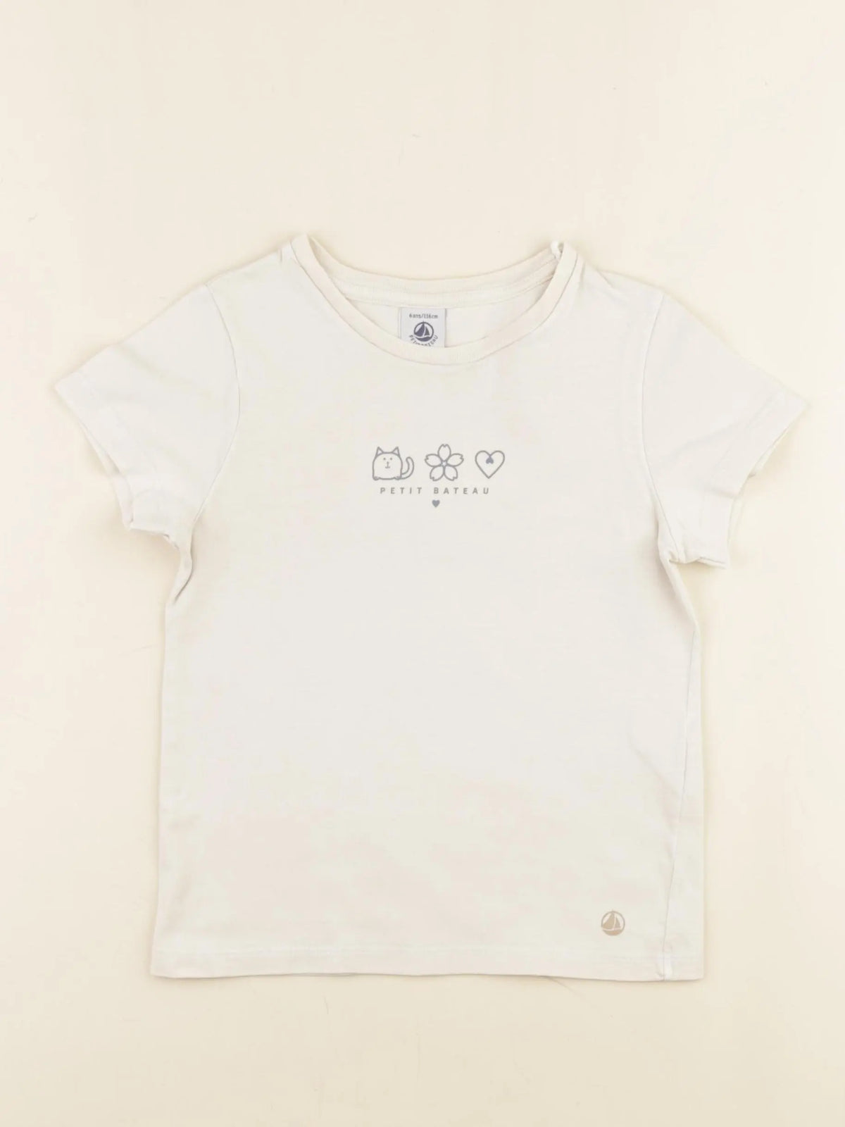 Petit Bateau - tee-shirt beige - 6 ans