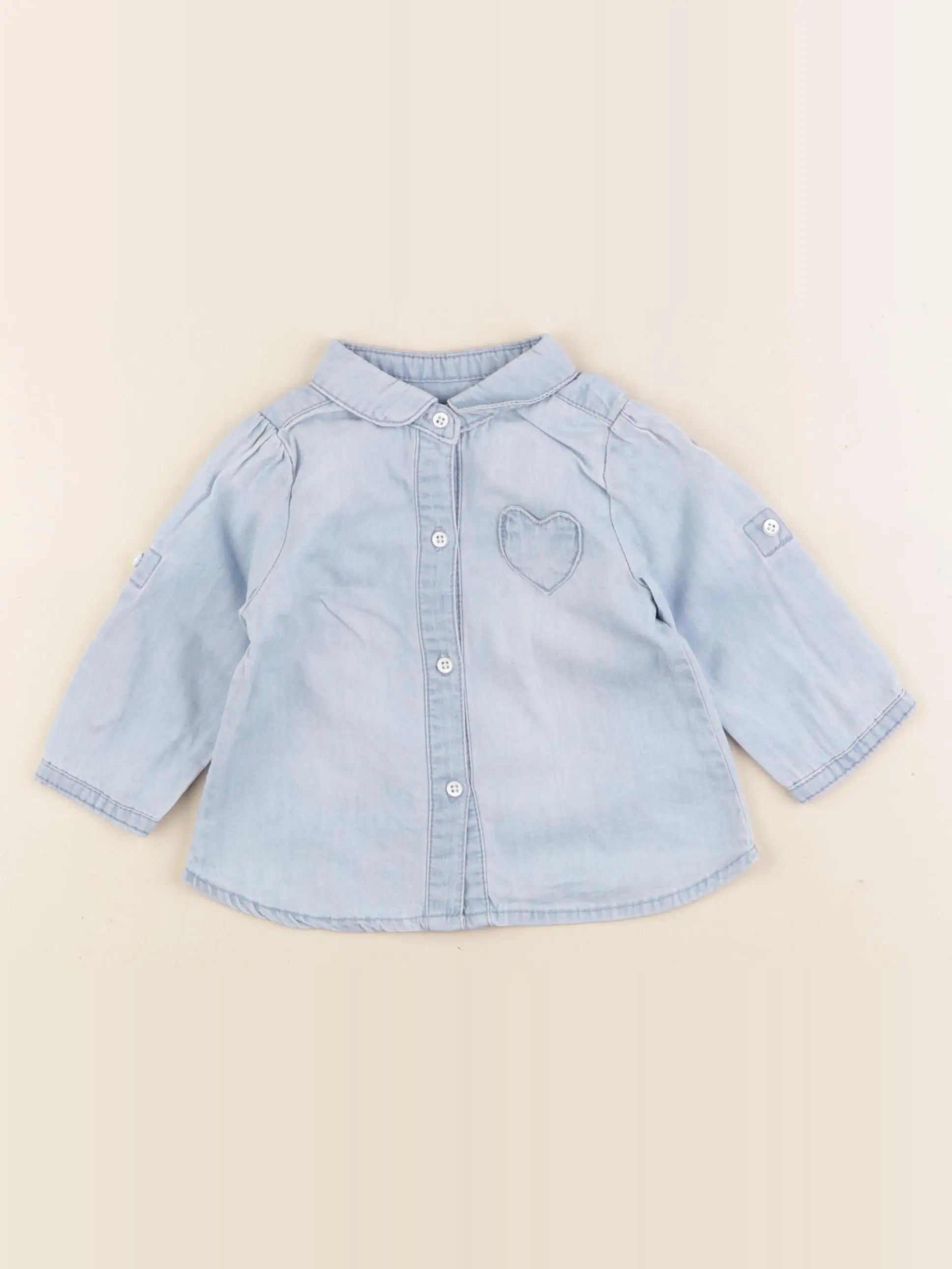 Vertbaudet - chemise bleu - 6 mois