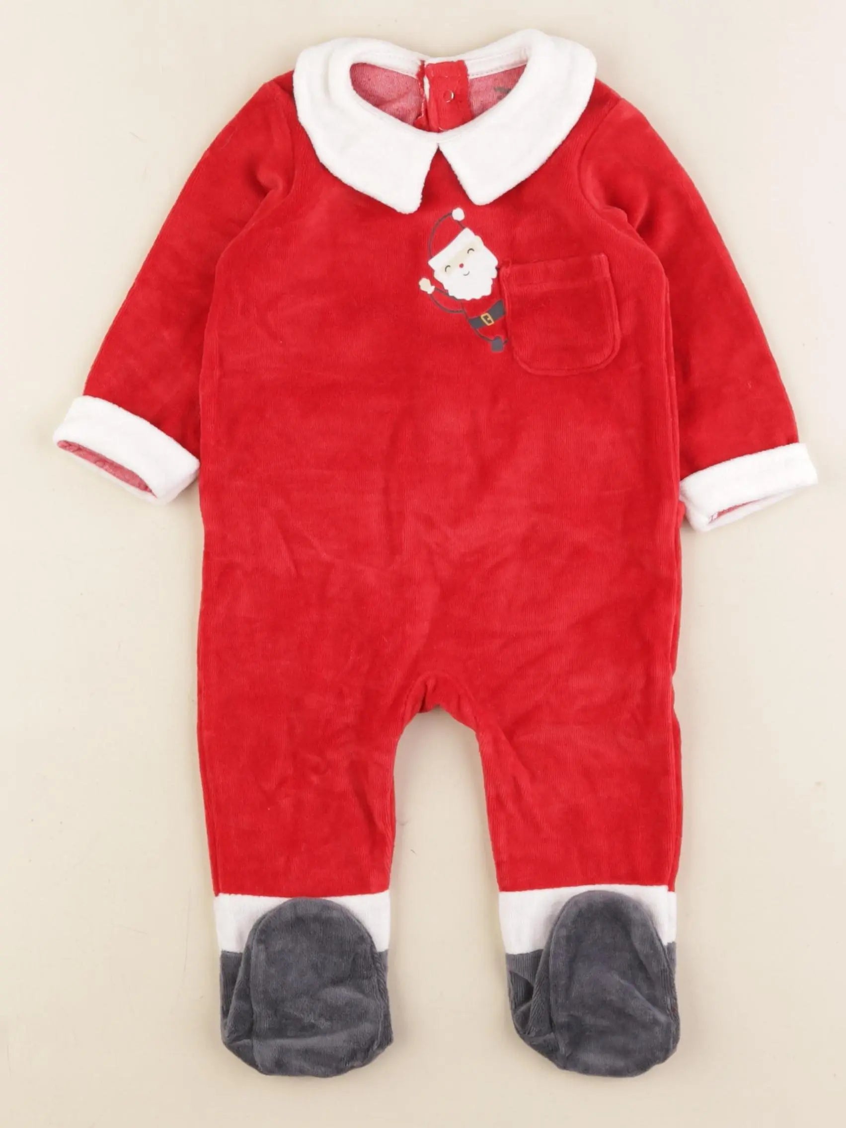 Vertbaudet - pyjama velours rouge - 6 mois