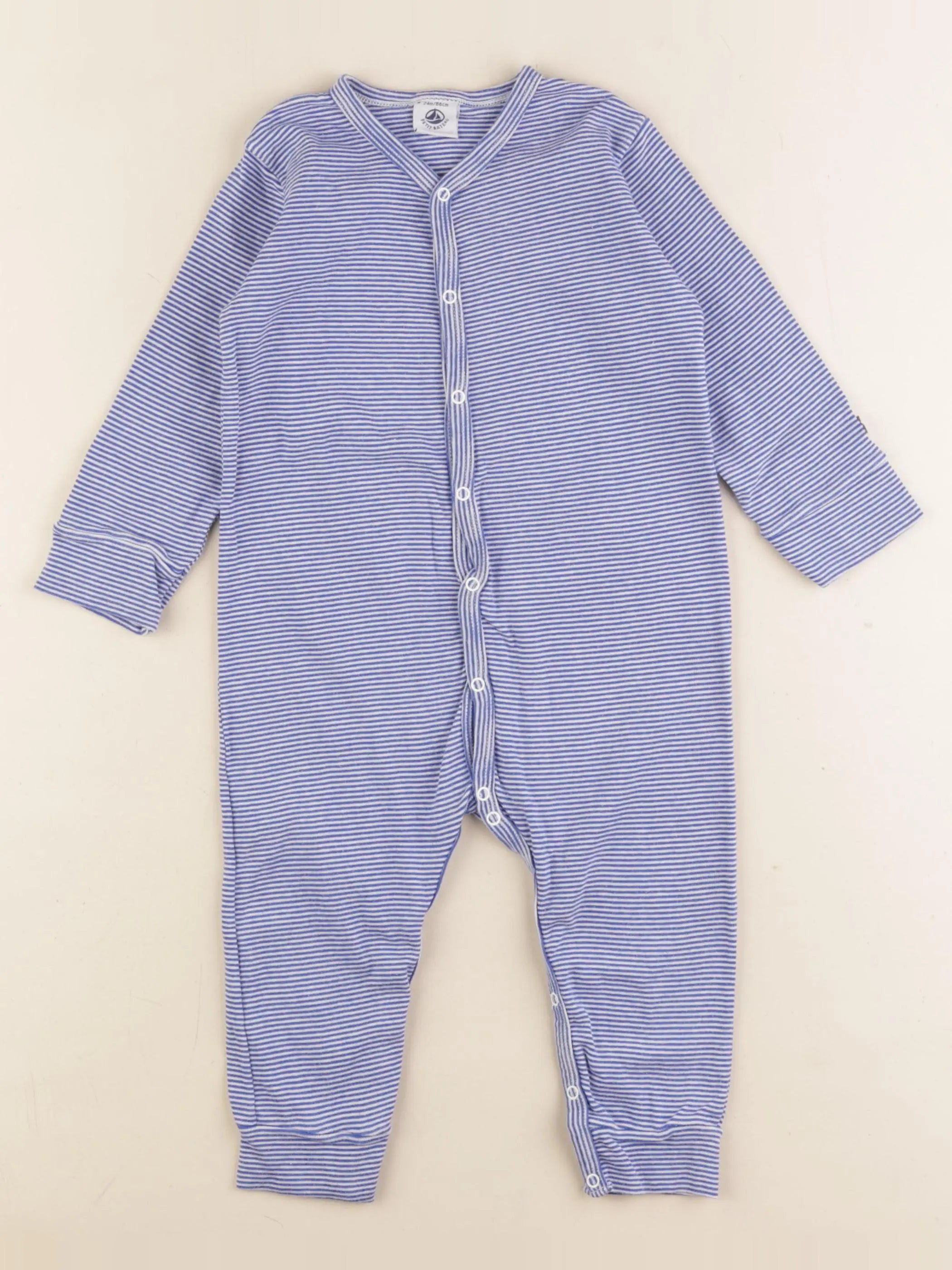 Petit Bateau - pyjama coton blanc, bleu - 36 mois