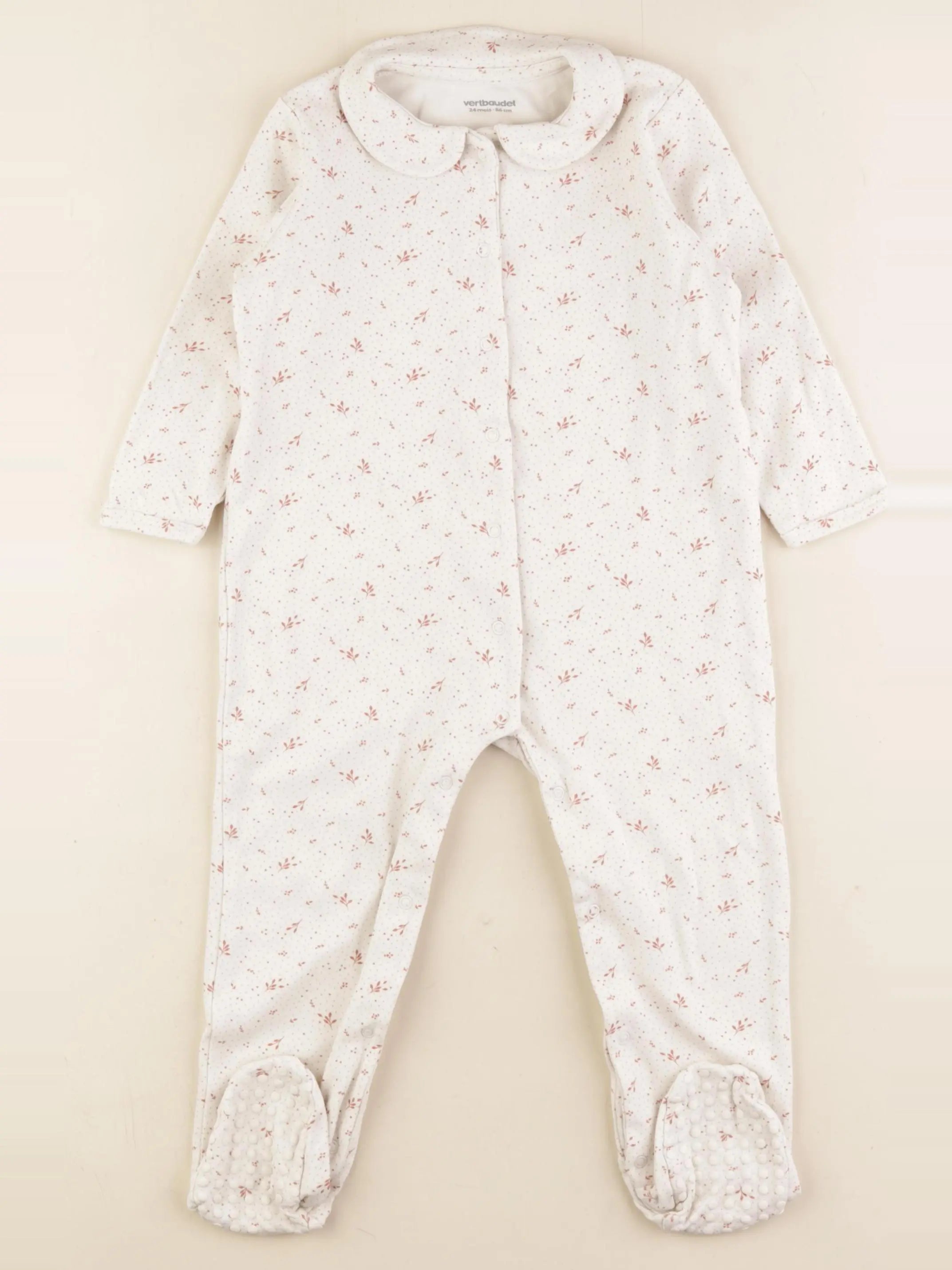 Vertbaudet - pyjama coton beige - 24 mois