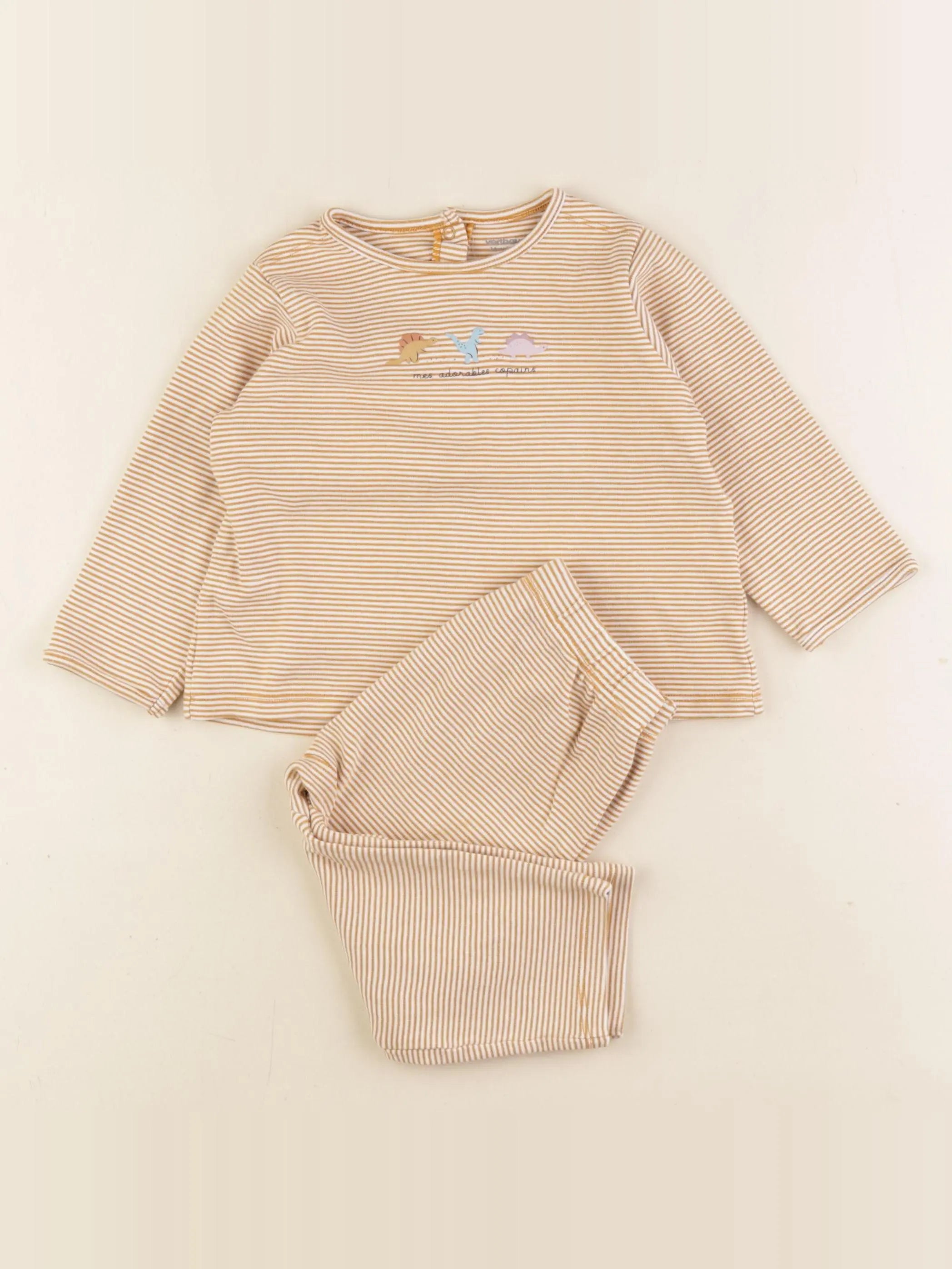 Vertbaudet - pyjama coton blanc, jaune - 24 mois