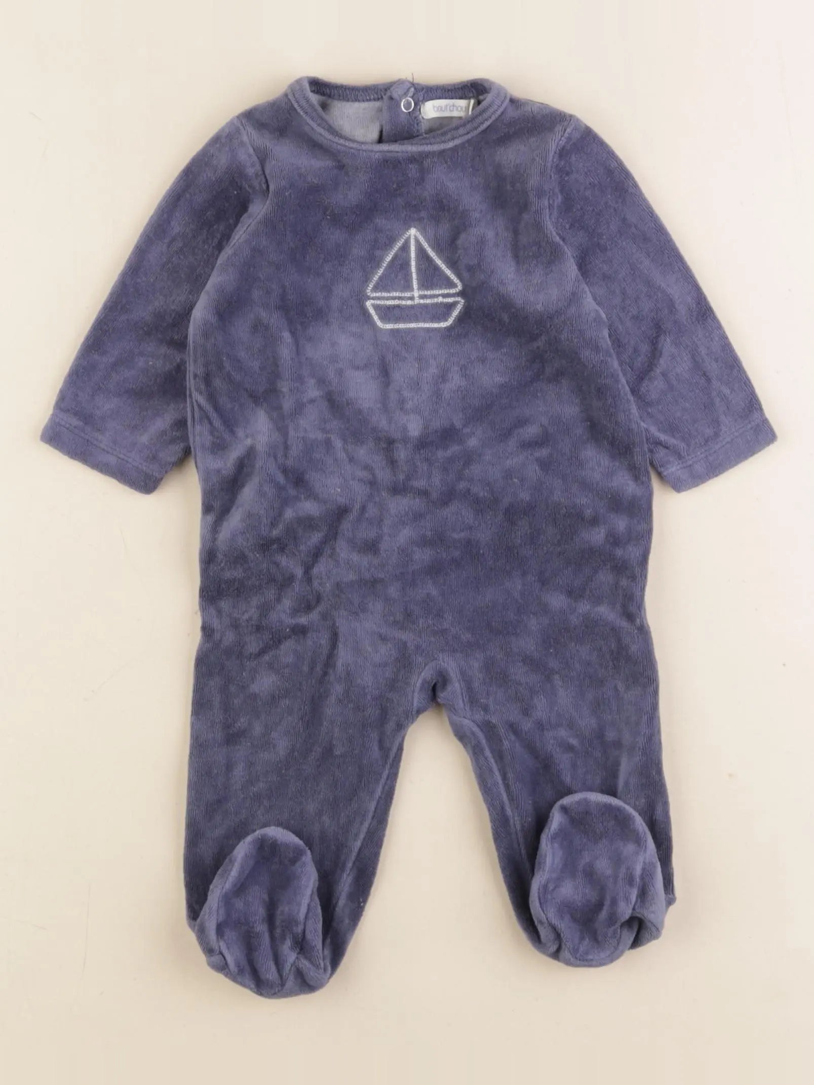 Petit Bateau - pyjama velours bleu - 3 mois