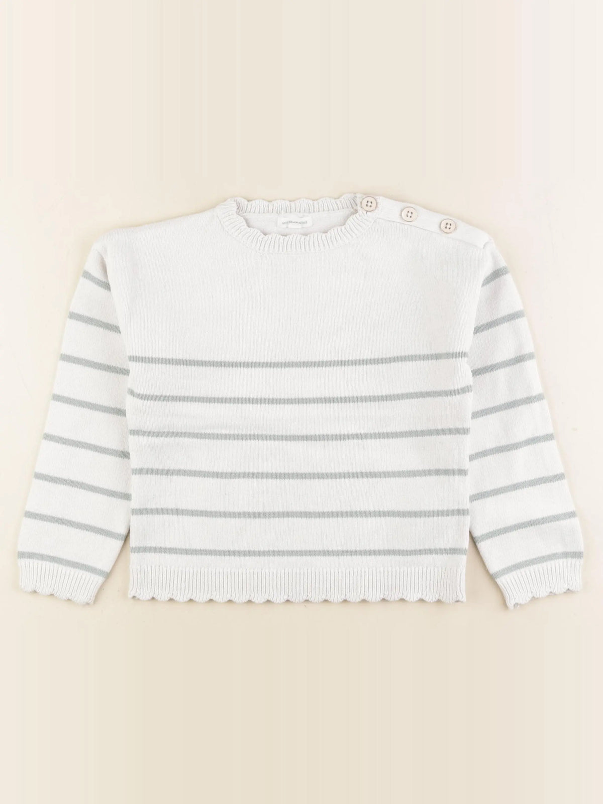 Vertbaudet - pull blanc, vert - 7 ans