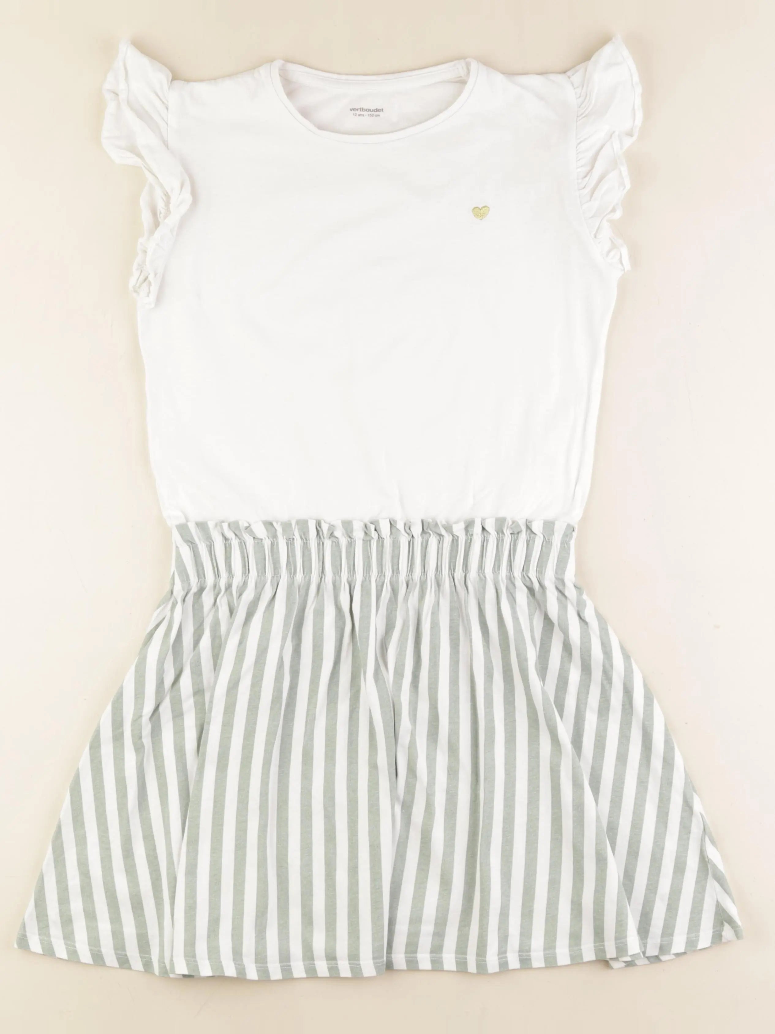 Vertbaudet - robe blanc, vert - 12 ans
