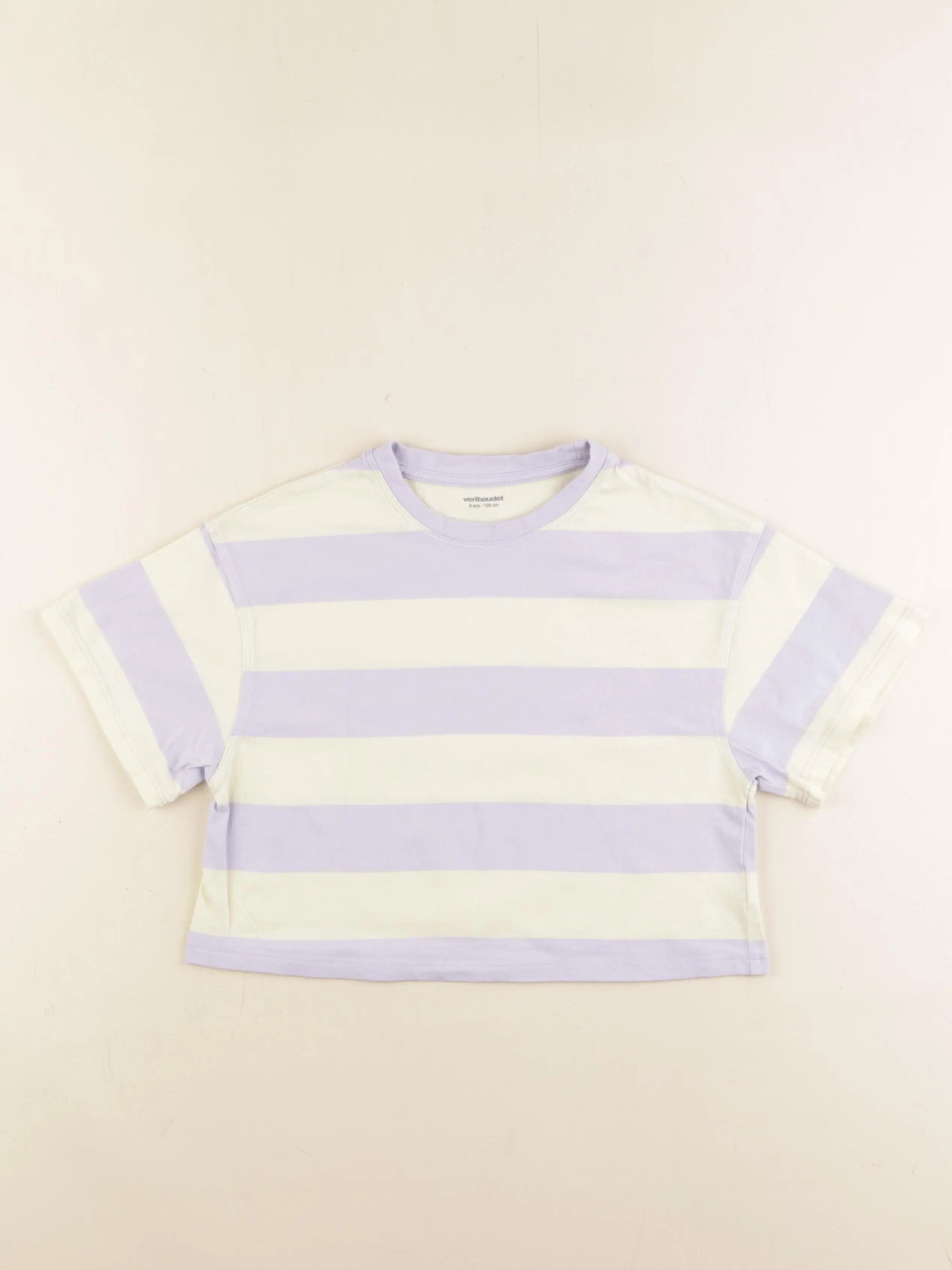 Vertbaudet - tee-shirt imprimé au dos blanc, violet - 8 ans
