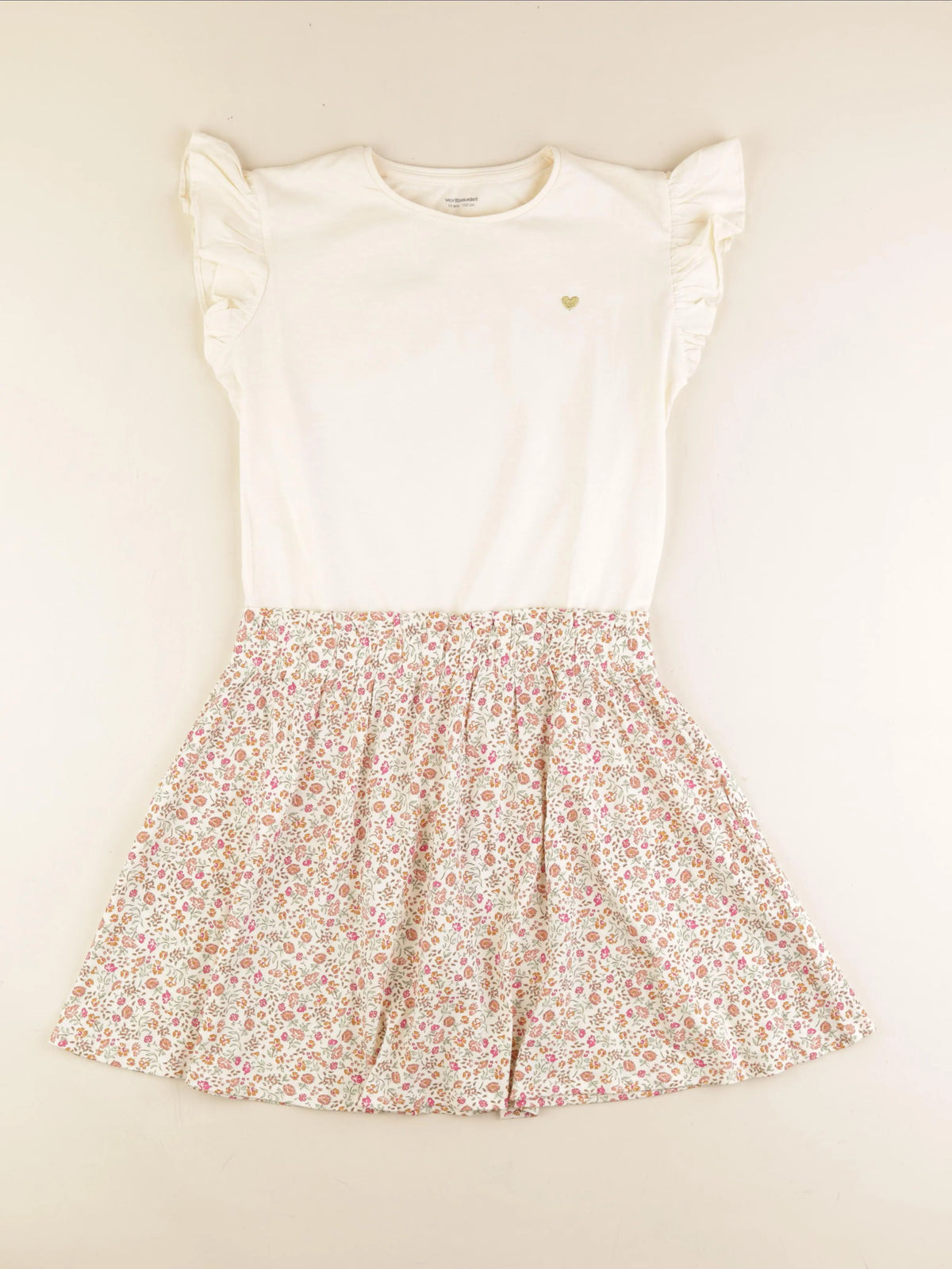 Vertbaudet - robe blanc, marron, rose - 12 ans