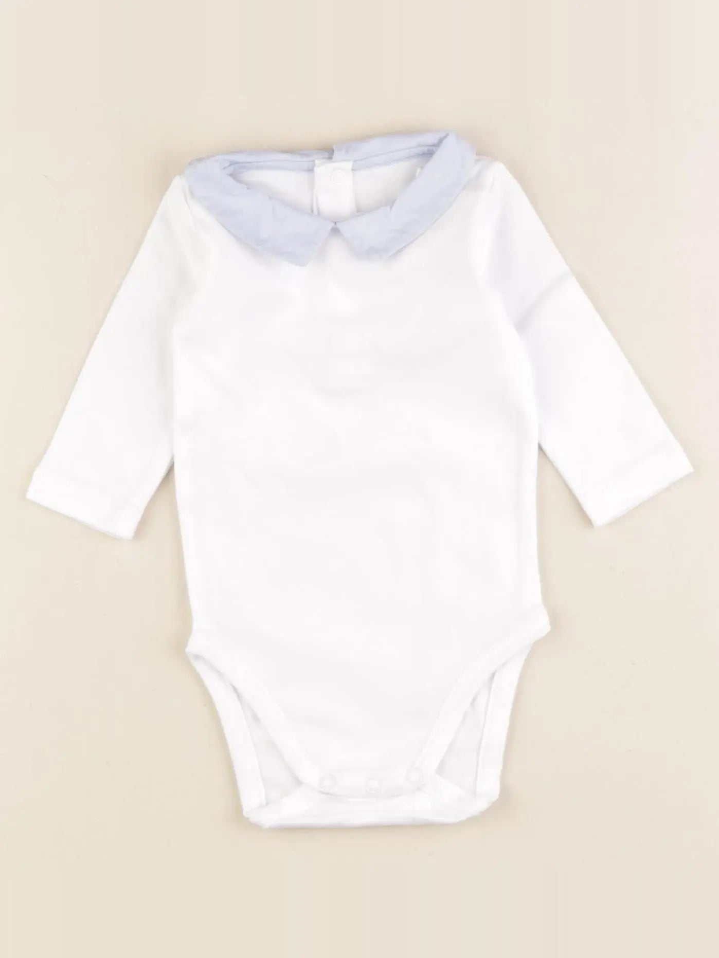 Jacadi - body à col blanc, bleu - 3 mois