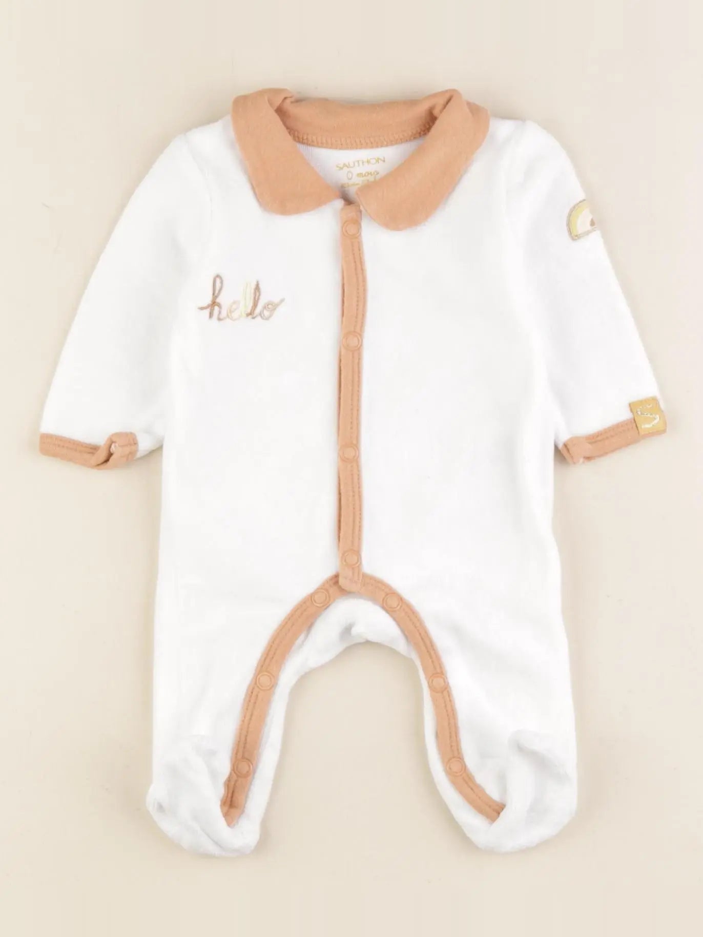 Sauthon - pyjama velours blanc - 0 mois