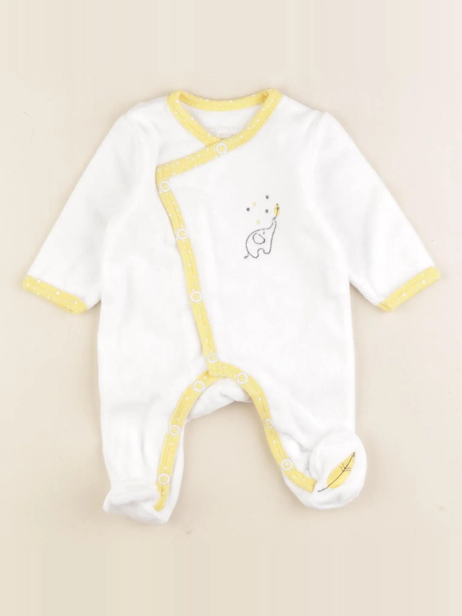 Sauthon - pyjama velours blanc - 0 mois