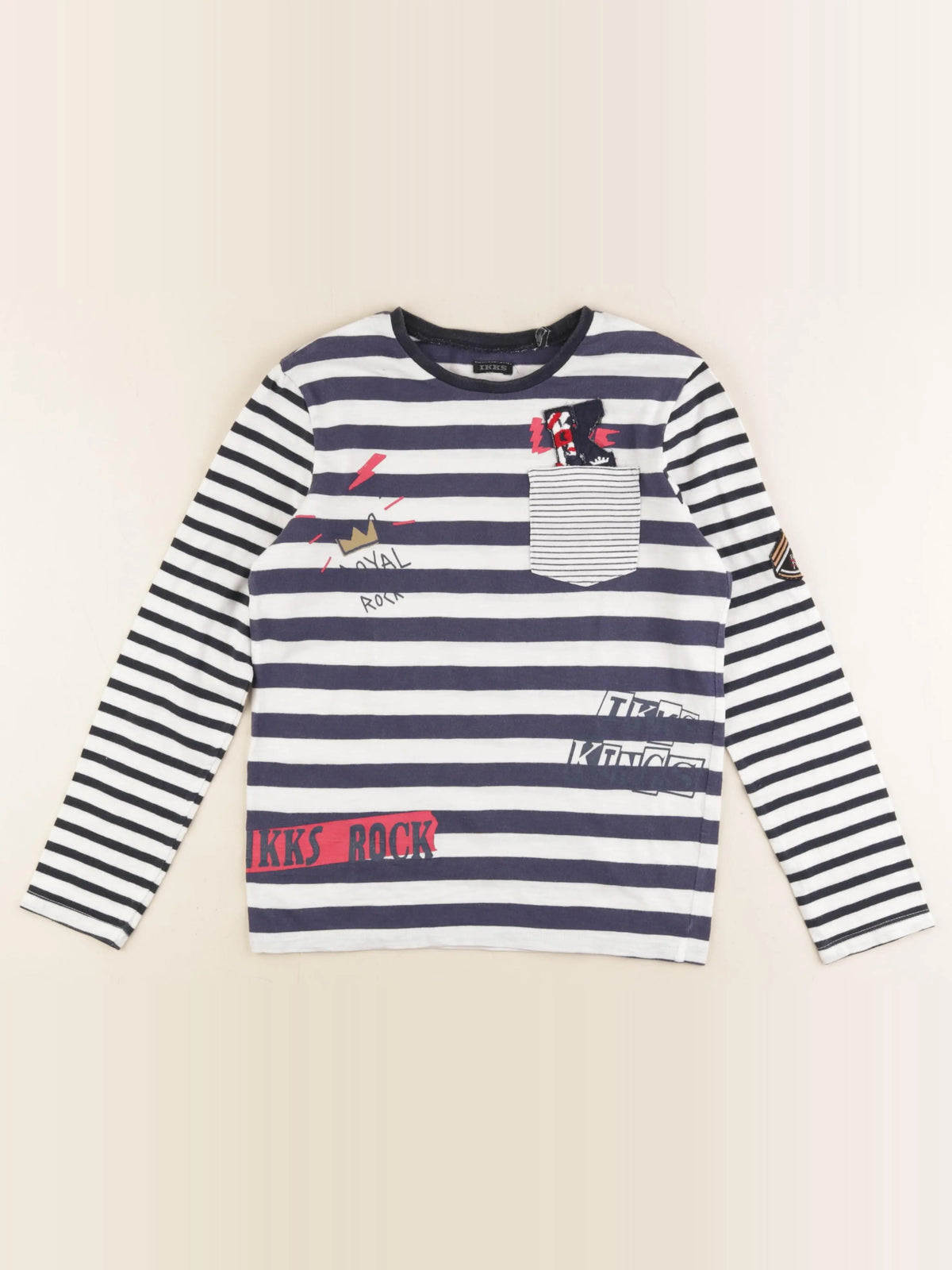 IKKS - tee-shirt blanc, bleu - 10 ans