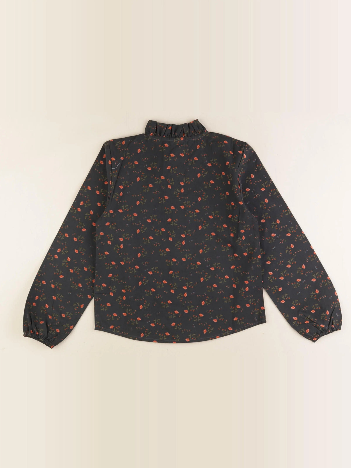 Blouse Anaïs grise imprimé fleuri