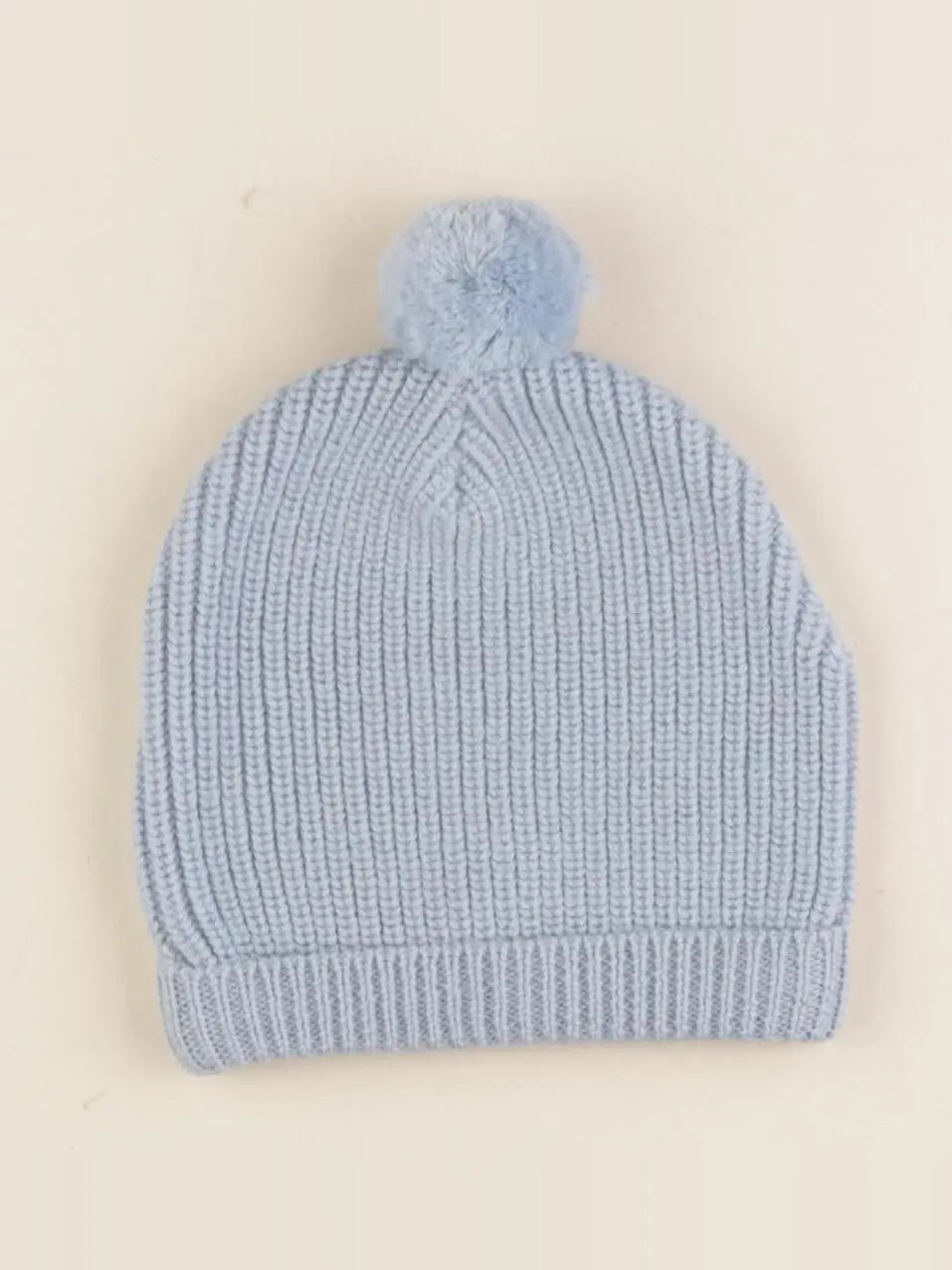 Bonnet basile tricot bleu chiné