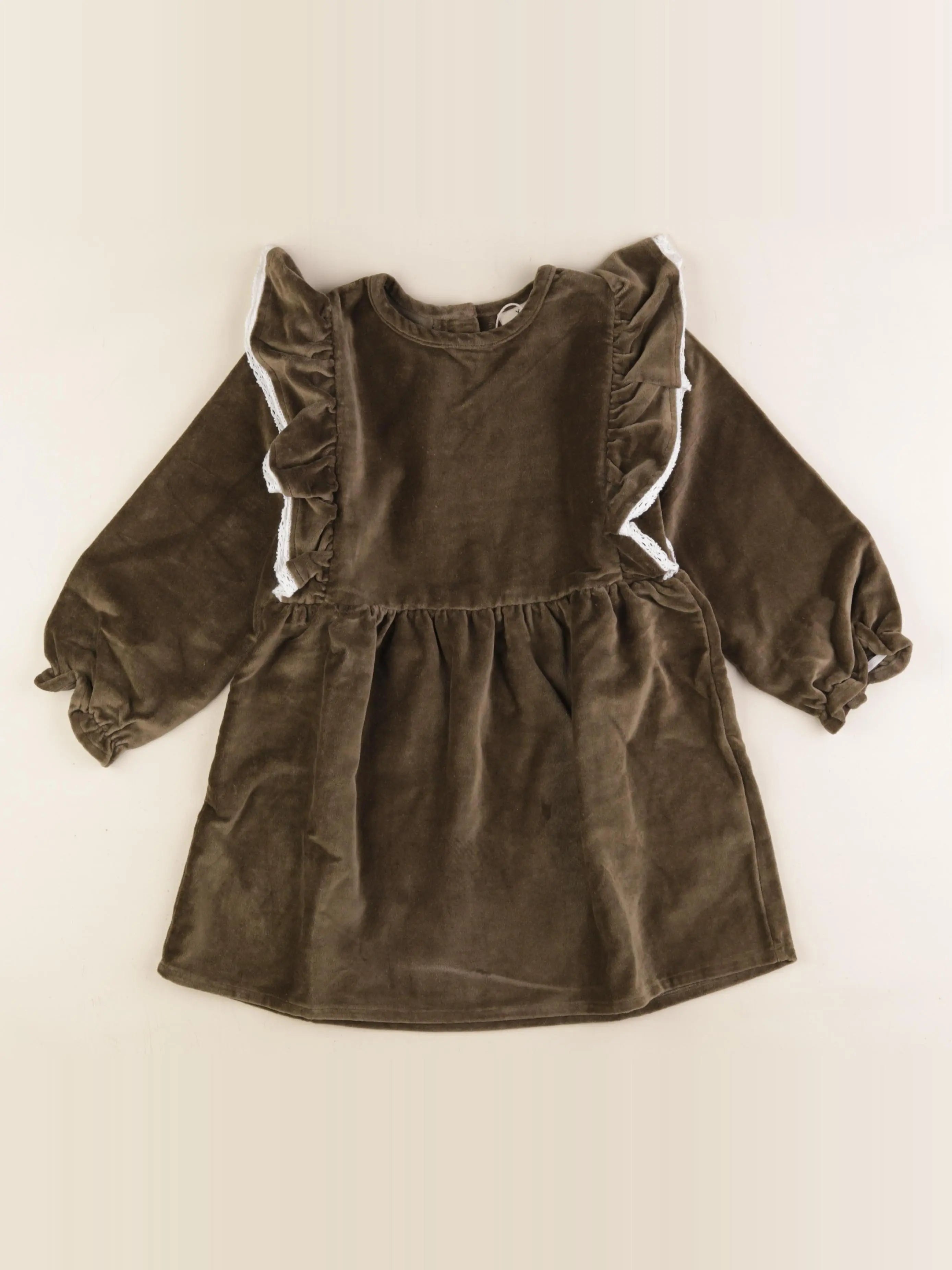 Robe Aliénor velours vert kaki