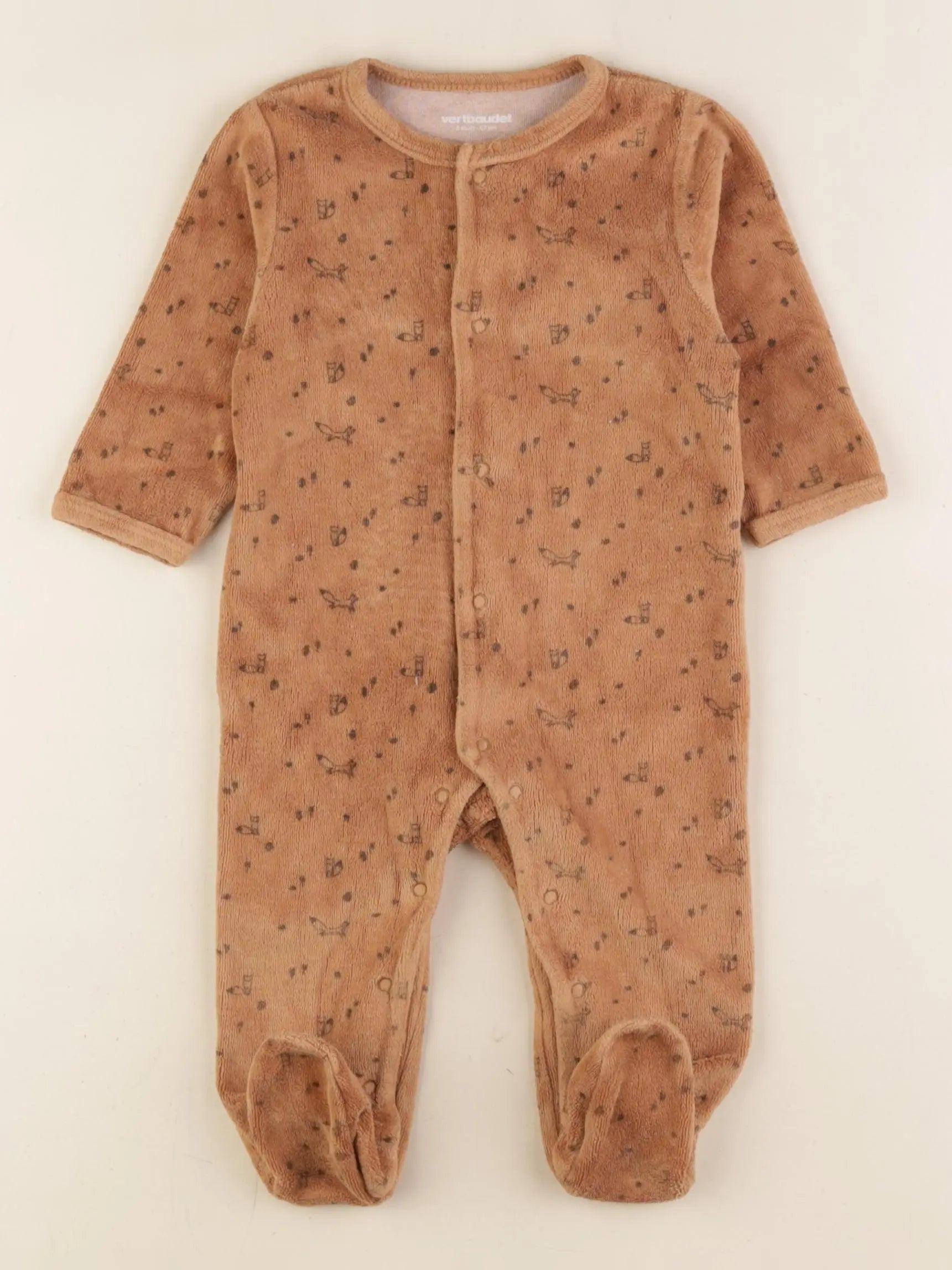 Vertbaudet - pyjama velours marron - 6 mois