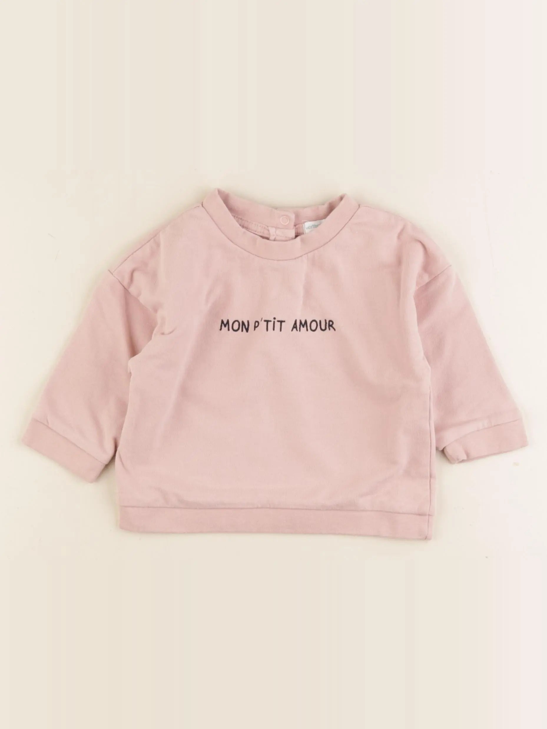 Vertbaudet - sweat rose - 12 mois