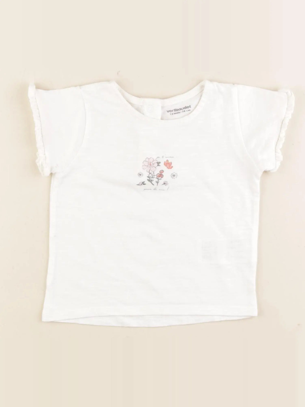 Vertbaudet - tee-shirt beige - 12 mois