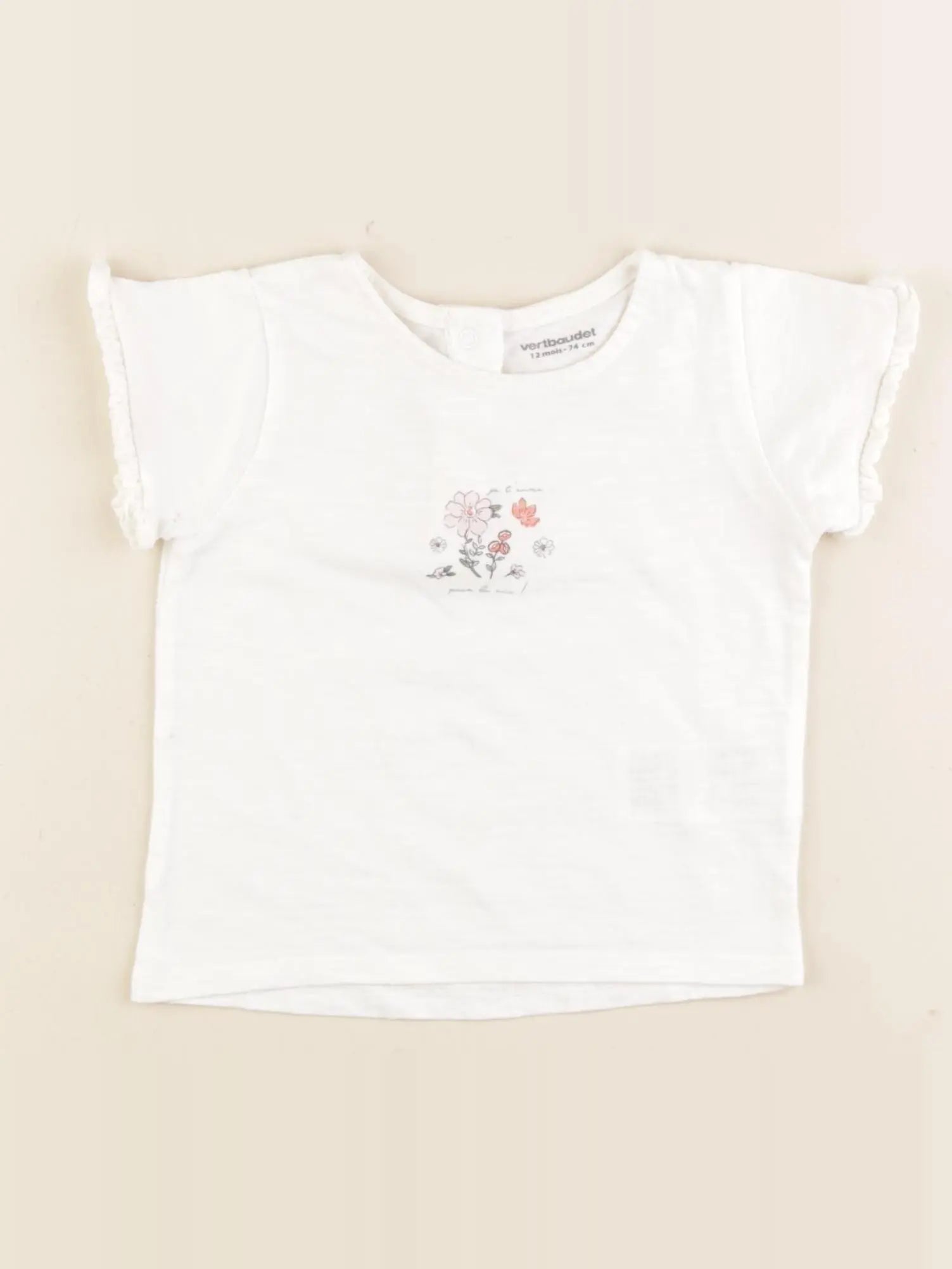 Vertbaudet - tee-shirt beige - 12 mois