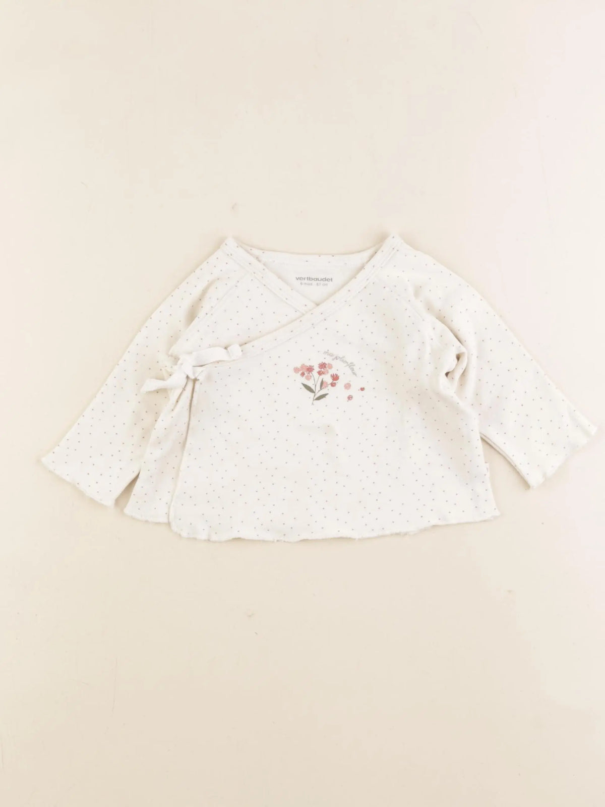 Vertbaudet - tee-shirt beige - 6 mois