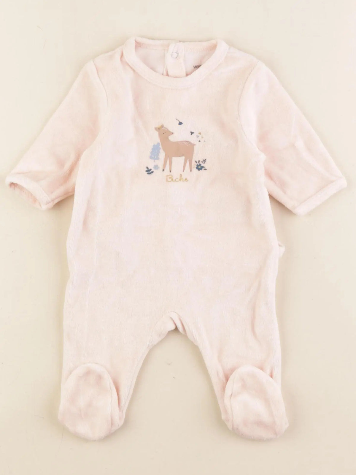 Vertbaudet - pyjama velours rose - 1 mois