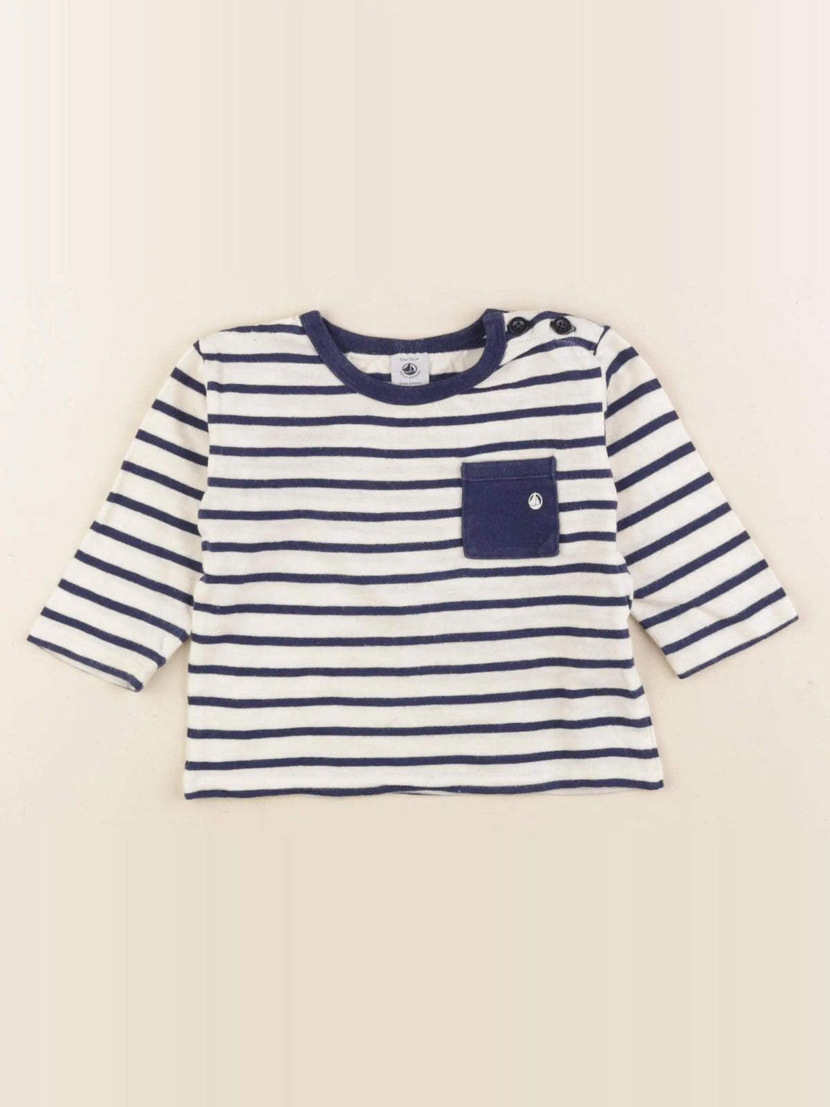 Petit Bateau - tee-shirt bleu, blanc - 12 mois