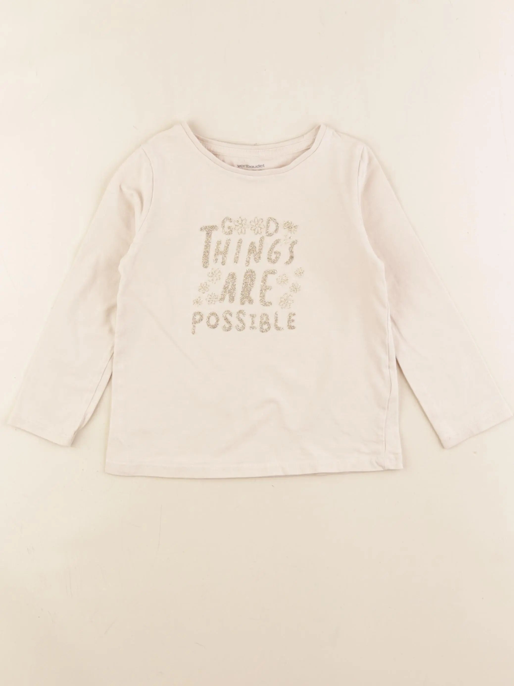 Vertbaudet - tee-shirt beige - 4 ans