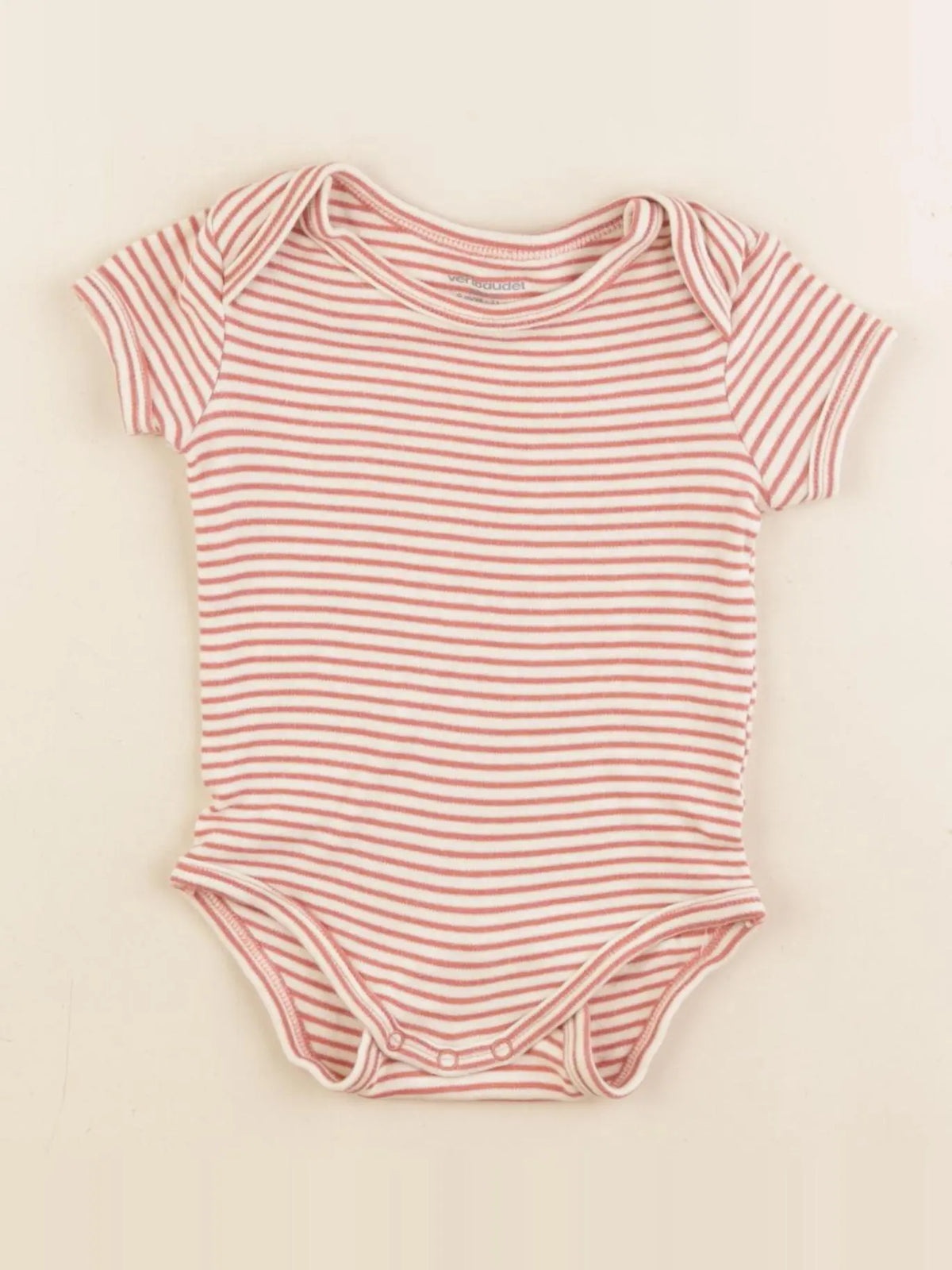 Vertbaudet - body beige, rose - 9 mois