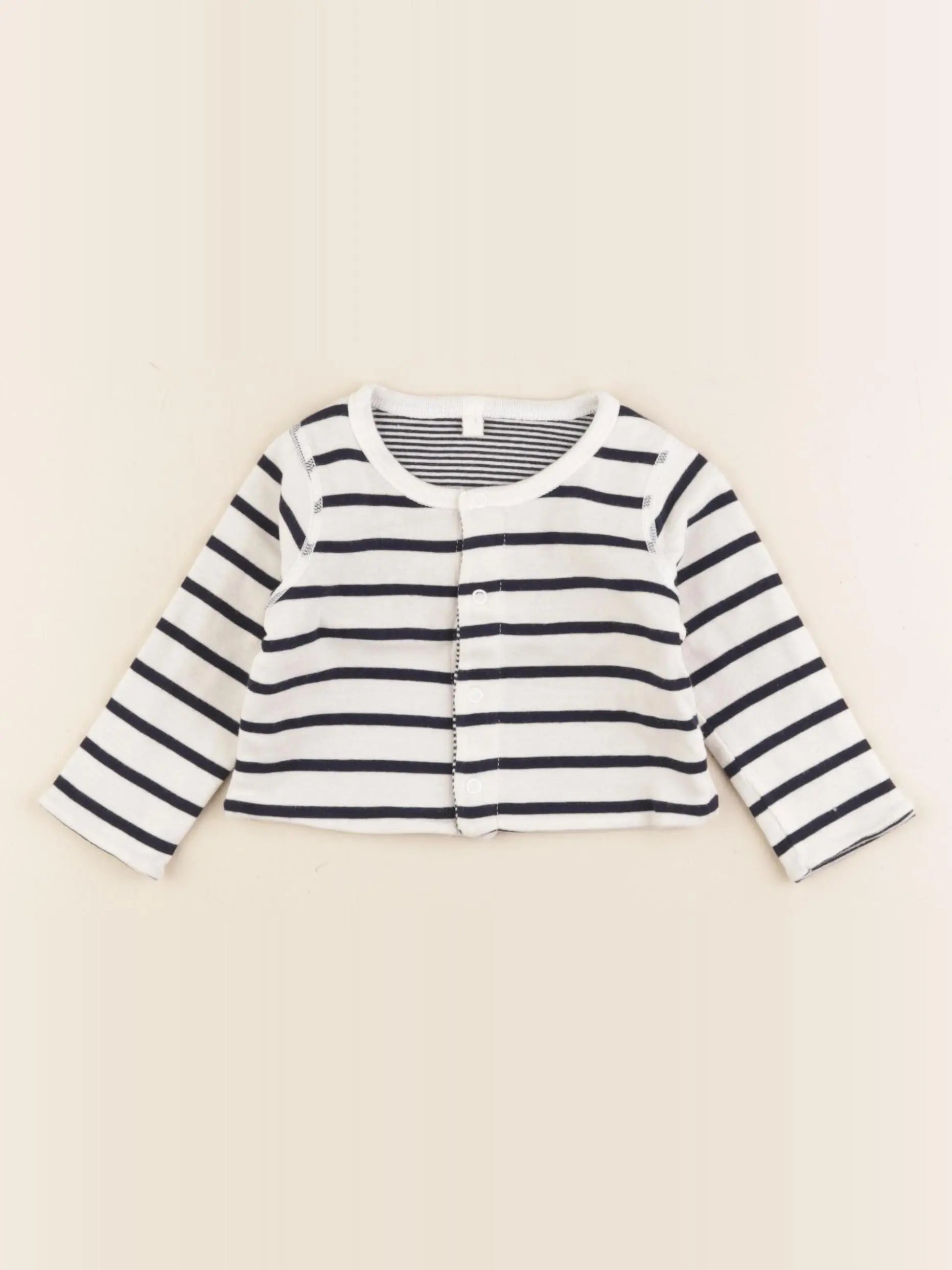Petit Bateau - gilet blanc, bleu - 3 mois
