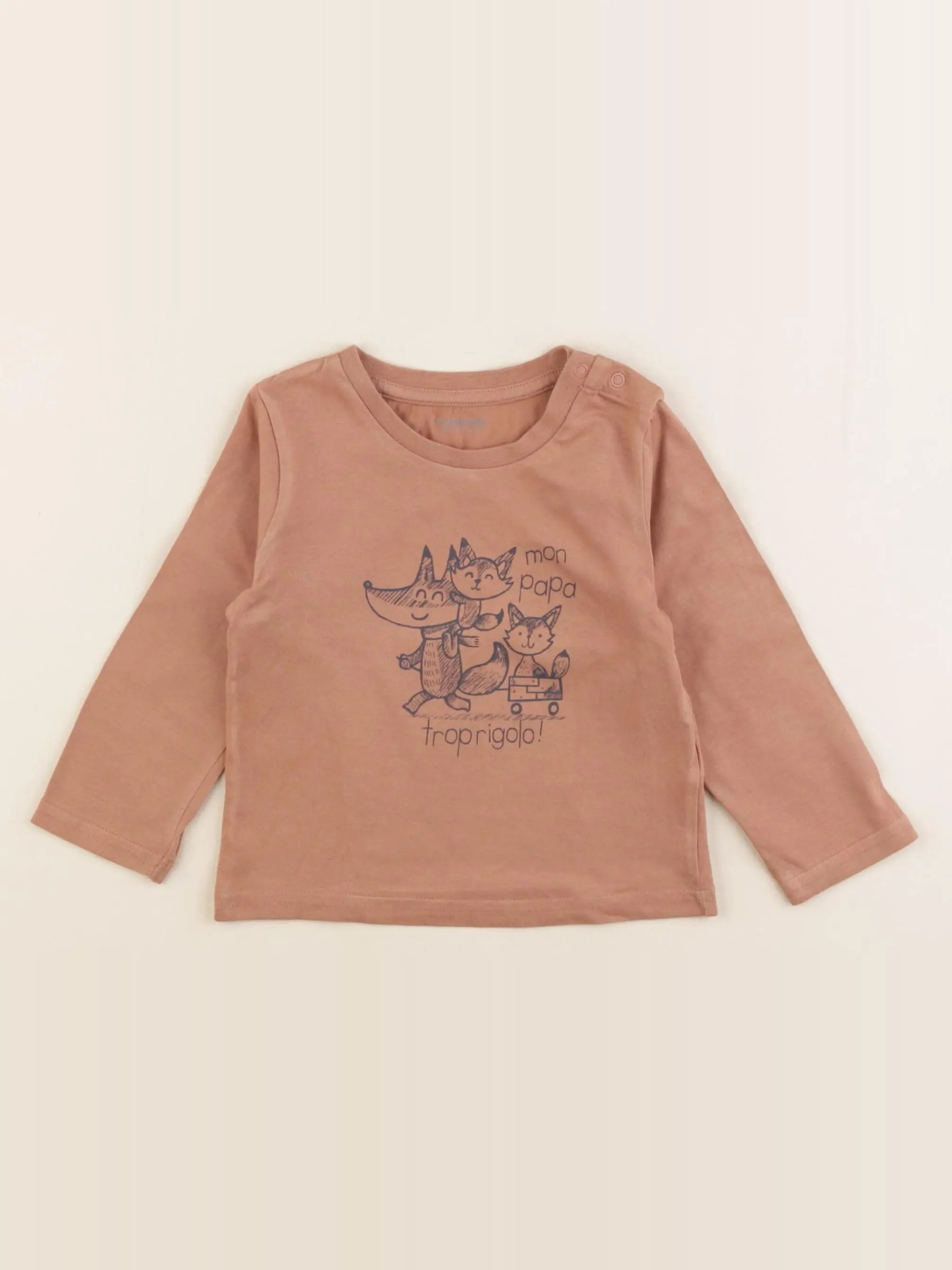 Vertbaudet - tee-shirt marron - 12 mois