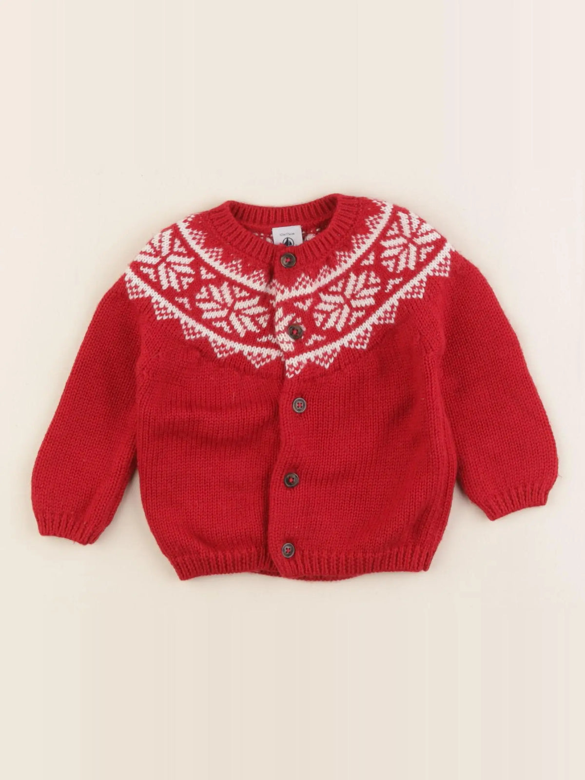 Petit Bateau - gilet rouge - 12 mois