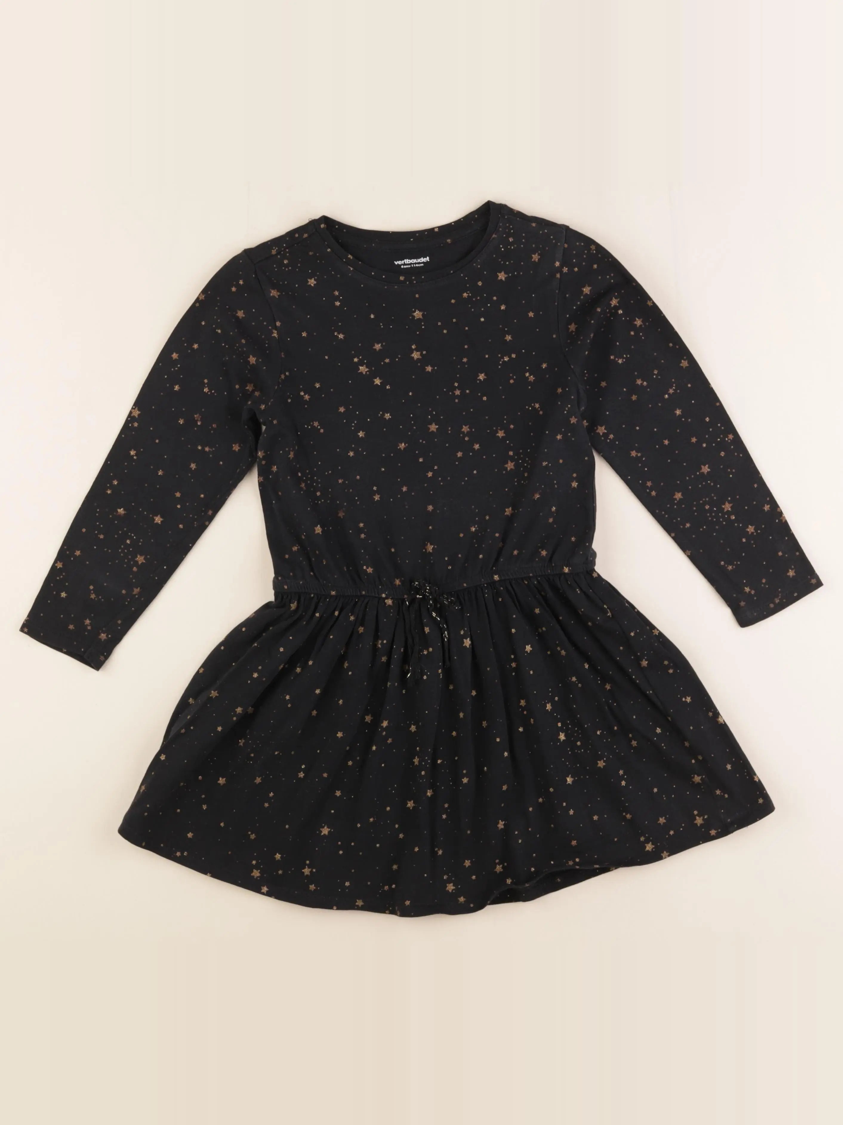 Vertbaudet - robe noir, or - 6 ans