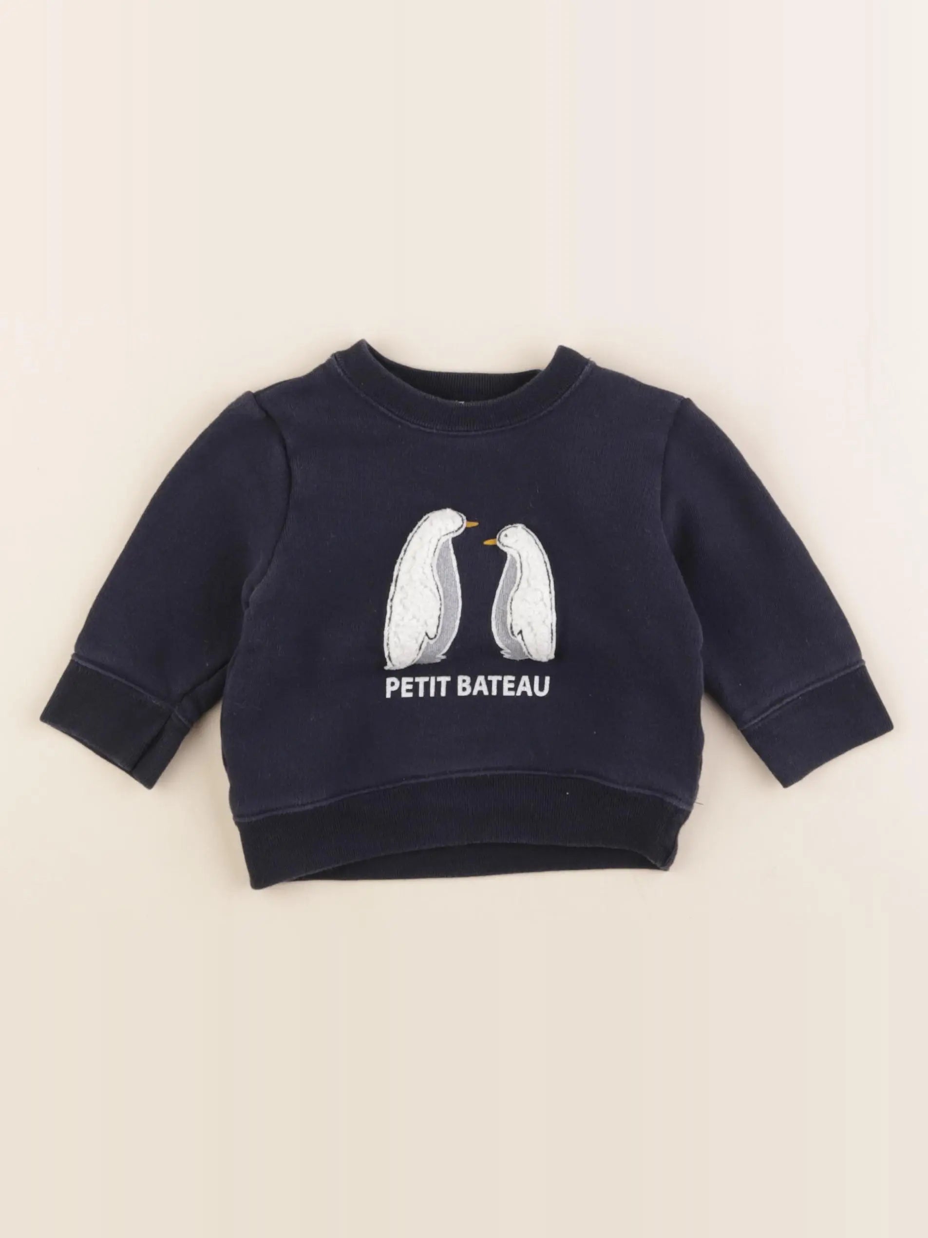 Petit Bateau - sweat bleu - 6 mois