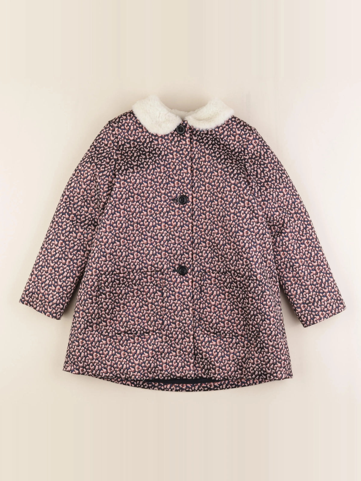 Bonton - manteau bleu, rose - 8 ans