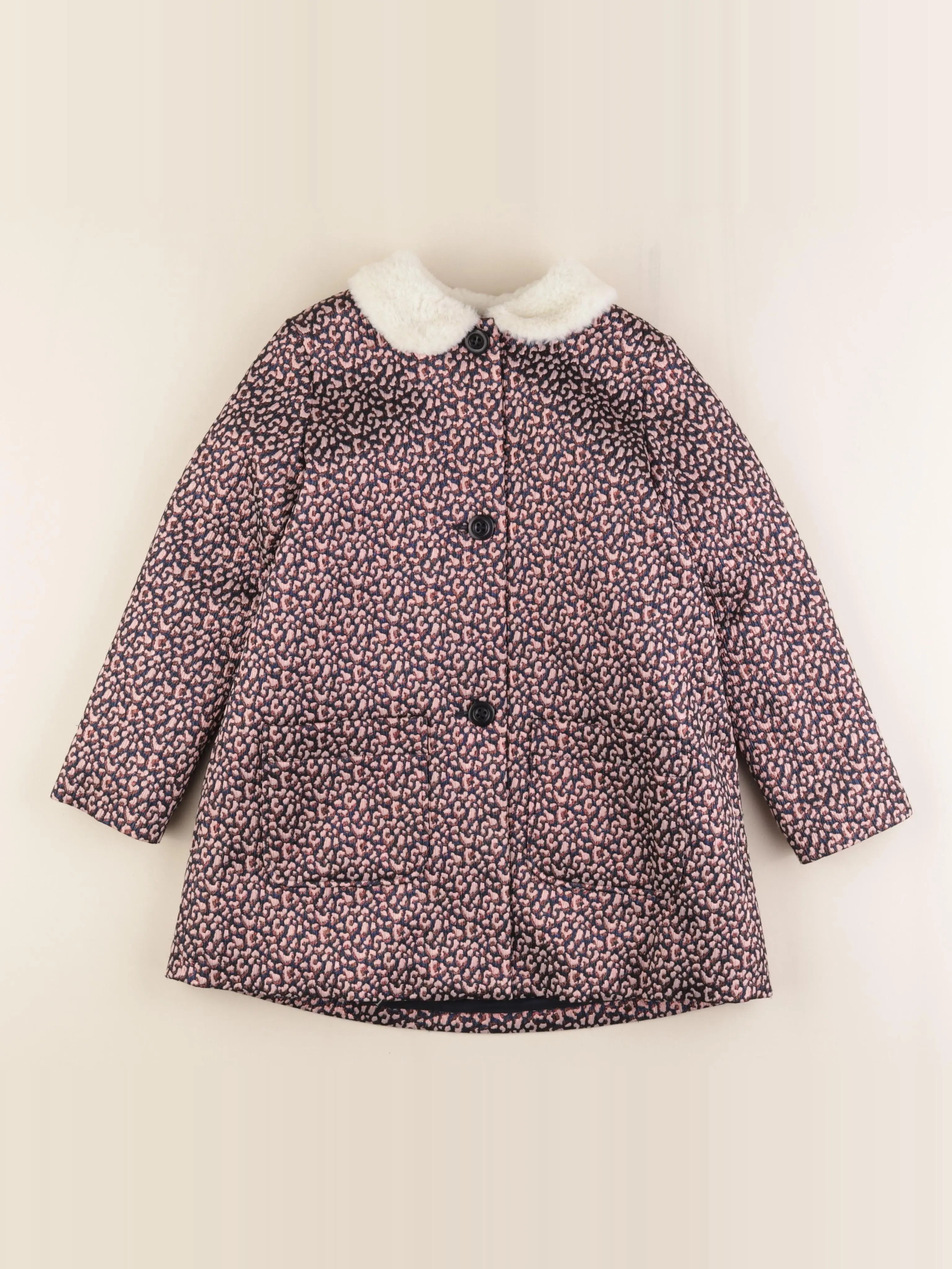 Bonton - manteau bleu, rose - 8 ans